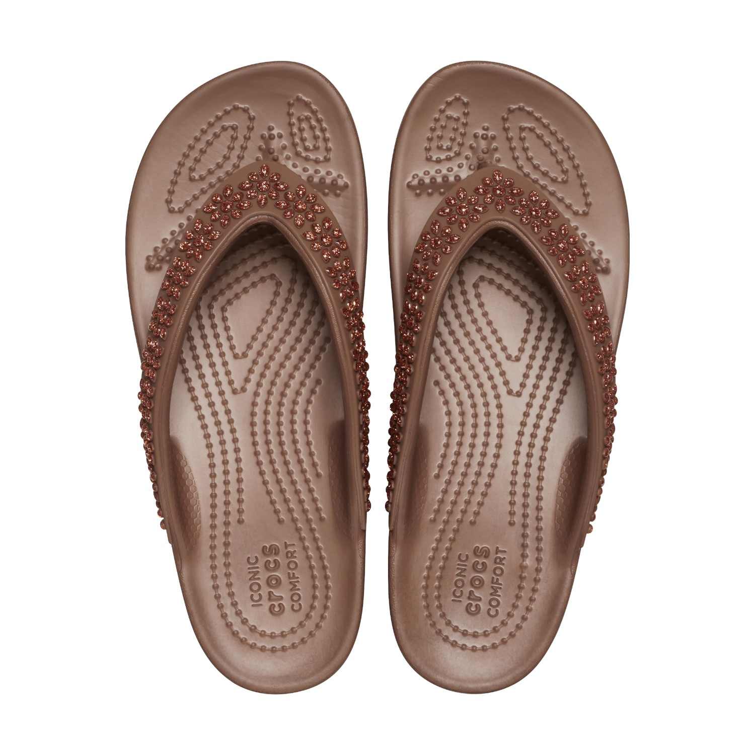 Classic Platform Diamante Women Bronze Flip Flops
