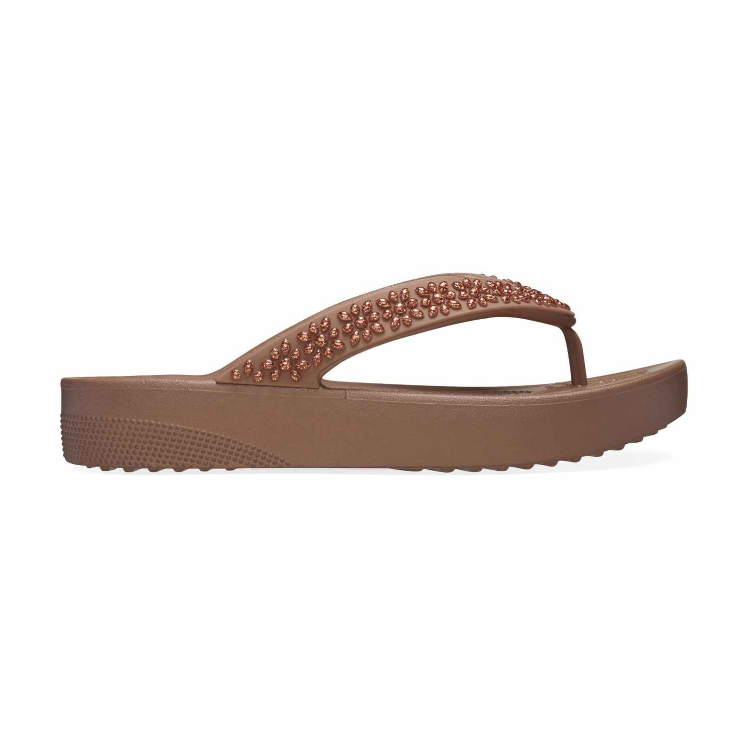 Classic Platform Diamante Women Bronze Flip Flops