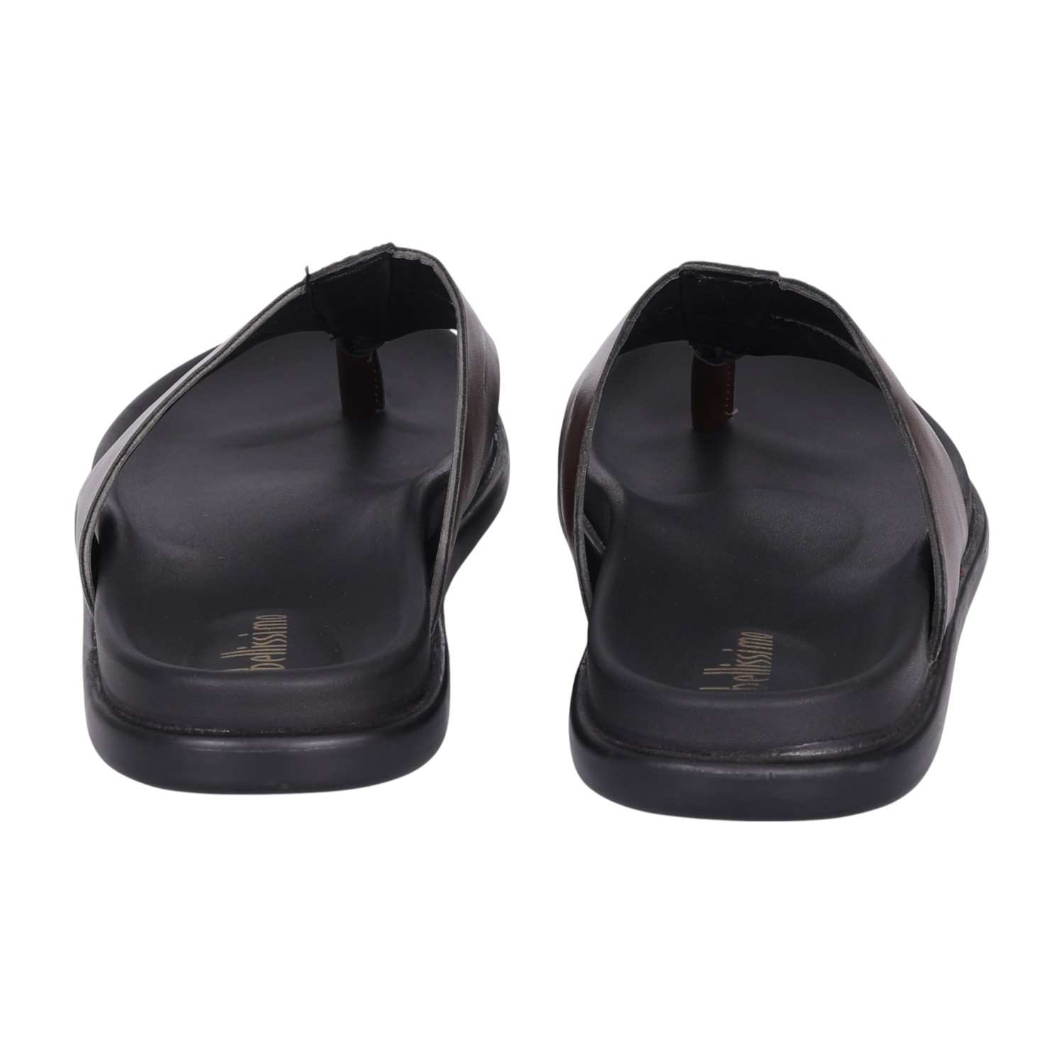 Men Brown Leather Thong Sandals with Cushioned Footbed
