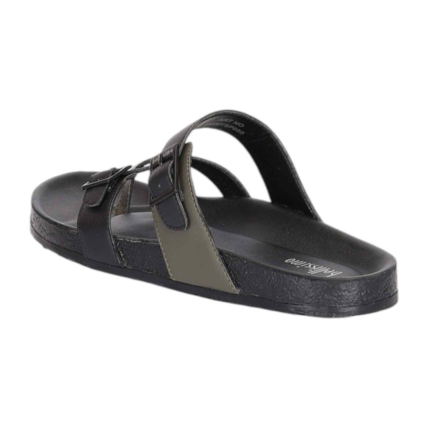 Men Black-Olive Criss Cross Pattern with Buckle