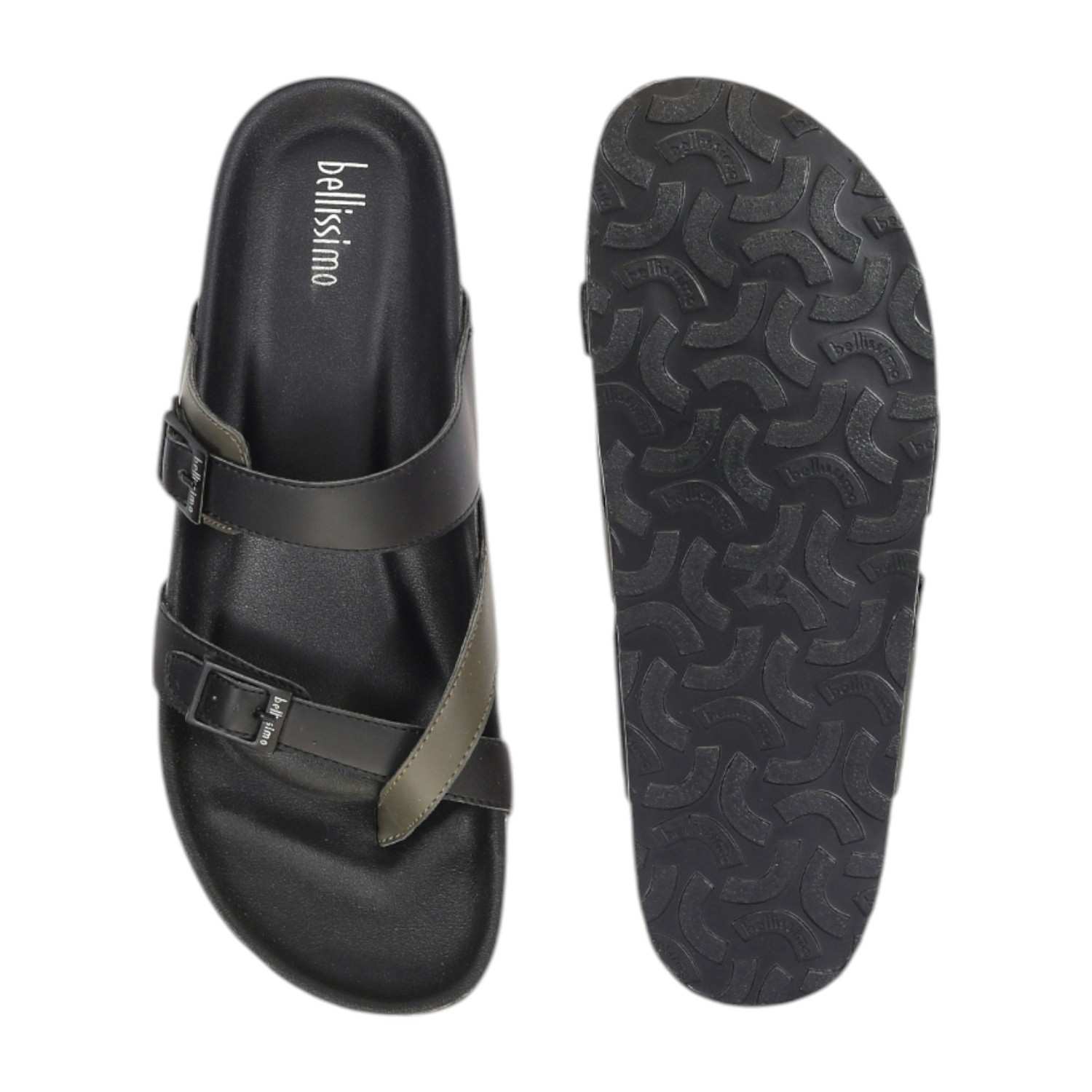 Men Black-Olive Criss Cross Pattern with Buckle