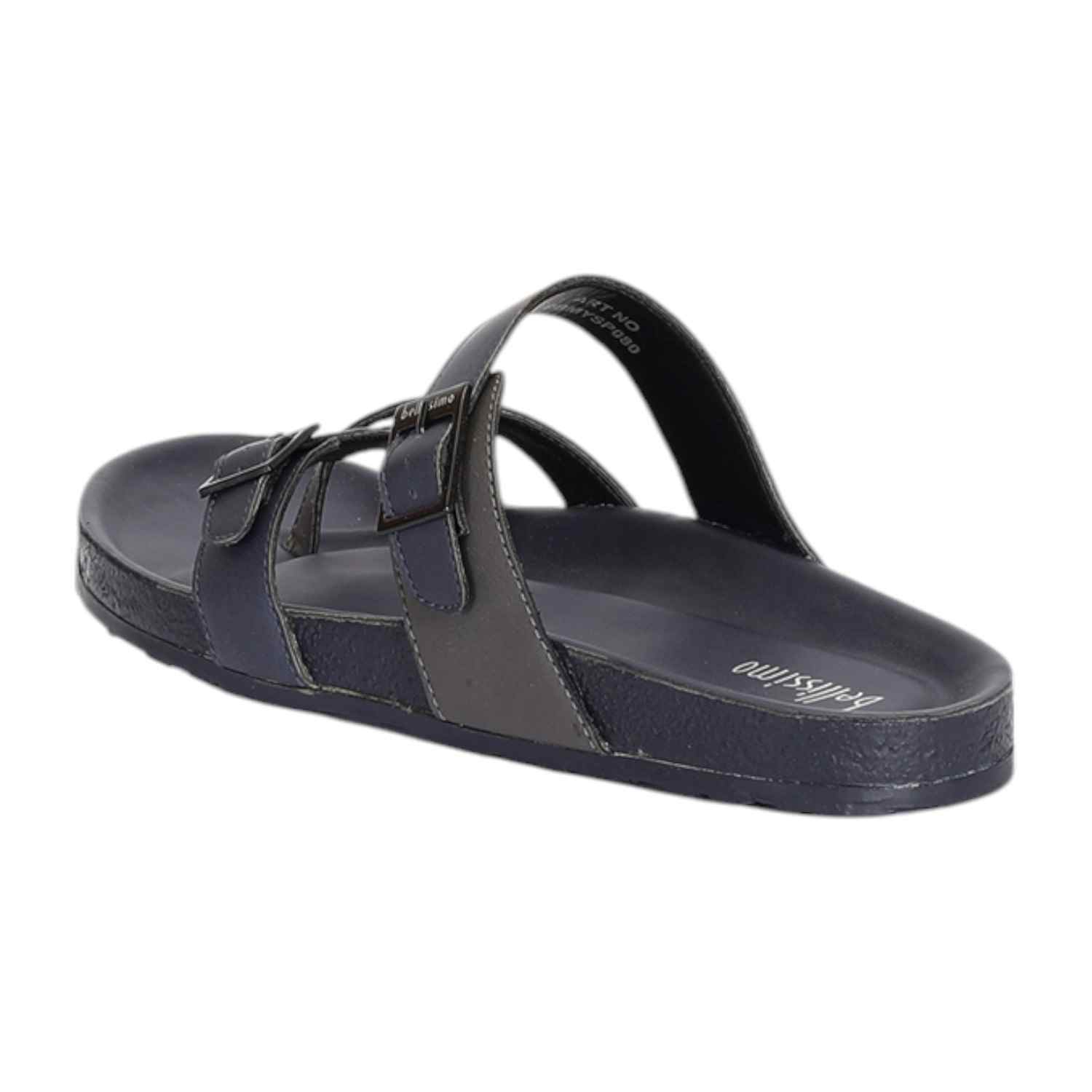 Men Blue-Grey Criss Cross Pattern with Buckle