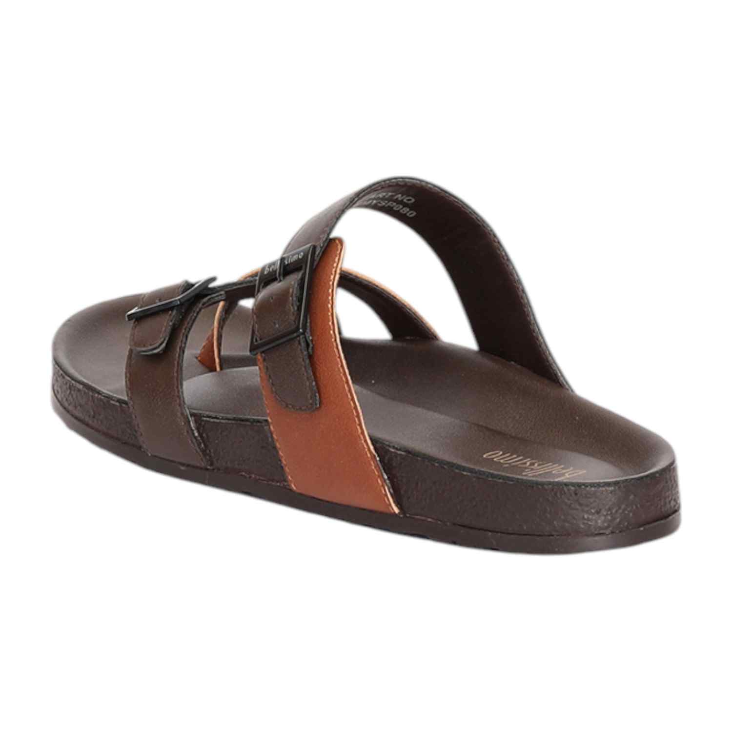 Men Brown-Tan Criss Cross Pattern with Buckle