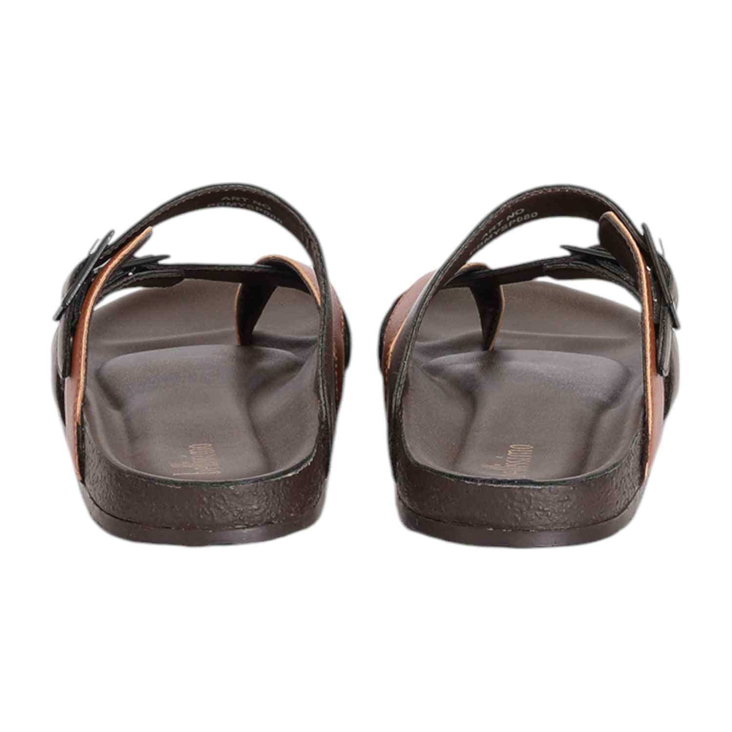 Men Brown-Tan Criss Cross Pattern with Buckle