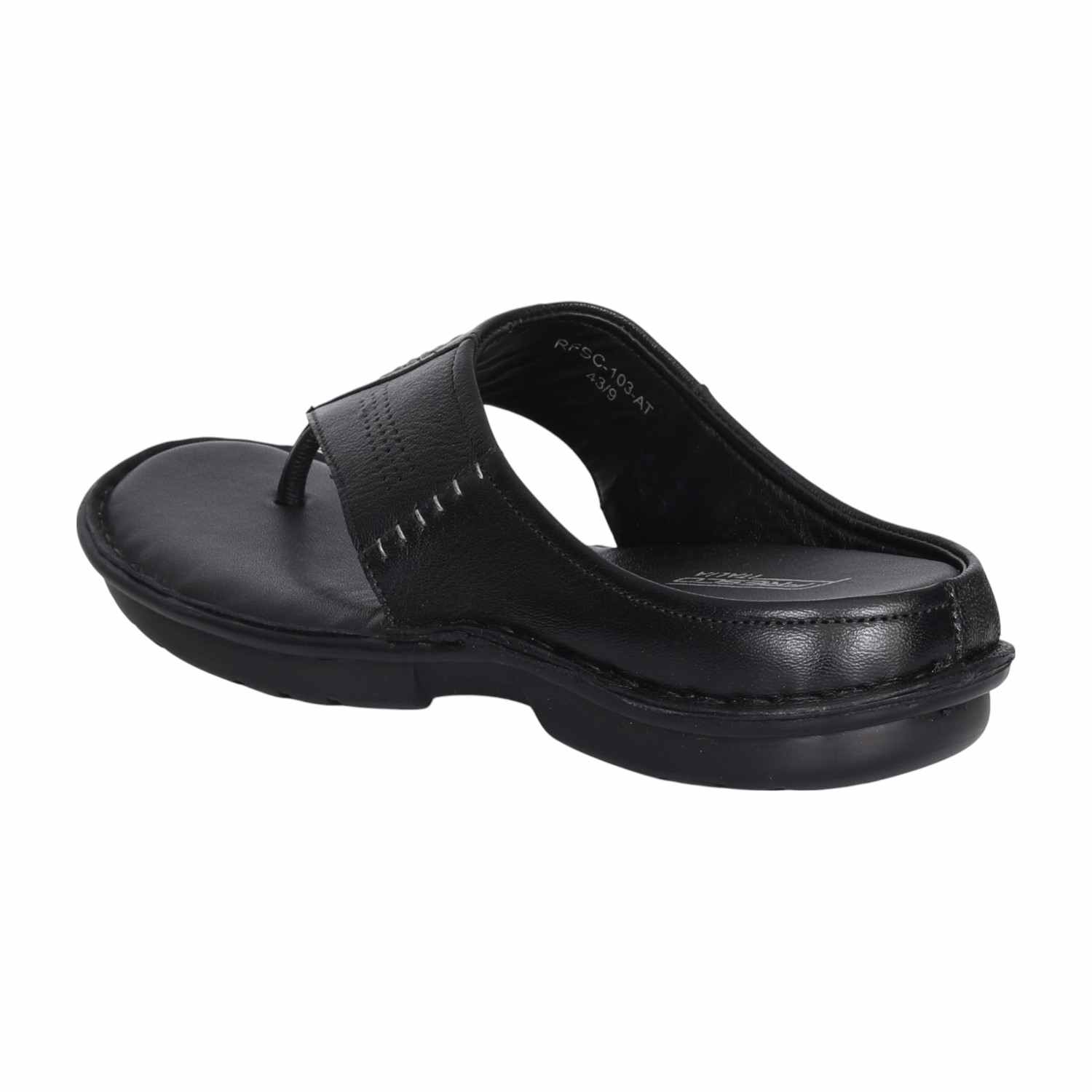 Men Black Sleek Stitch Thongs