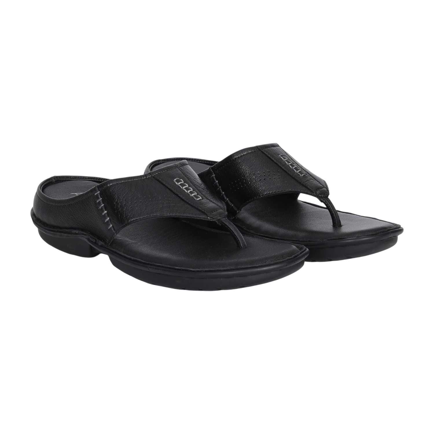 Men Black Sleek Stitch Thongs