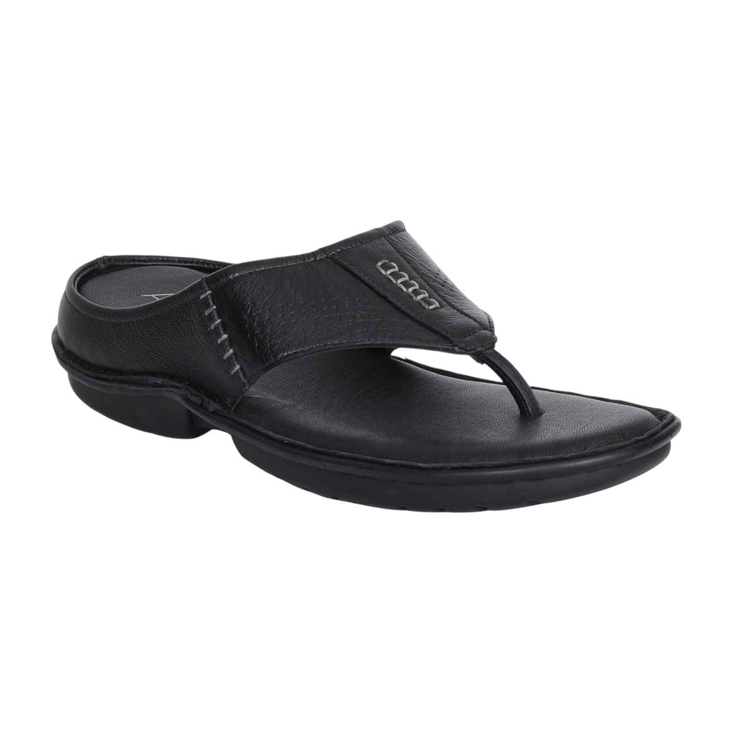 Men Black Sleek Stitch Thongs