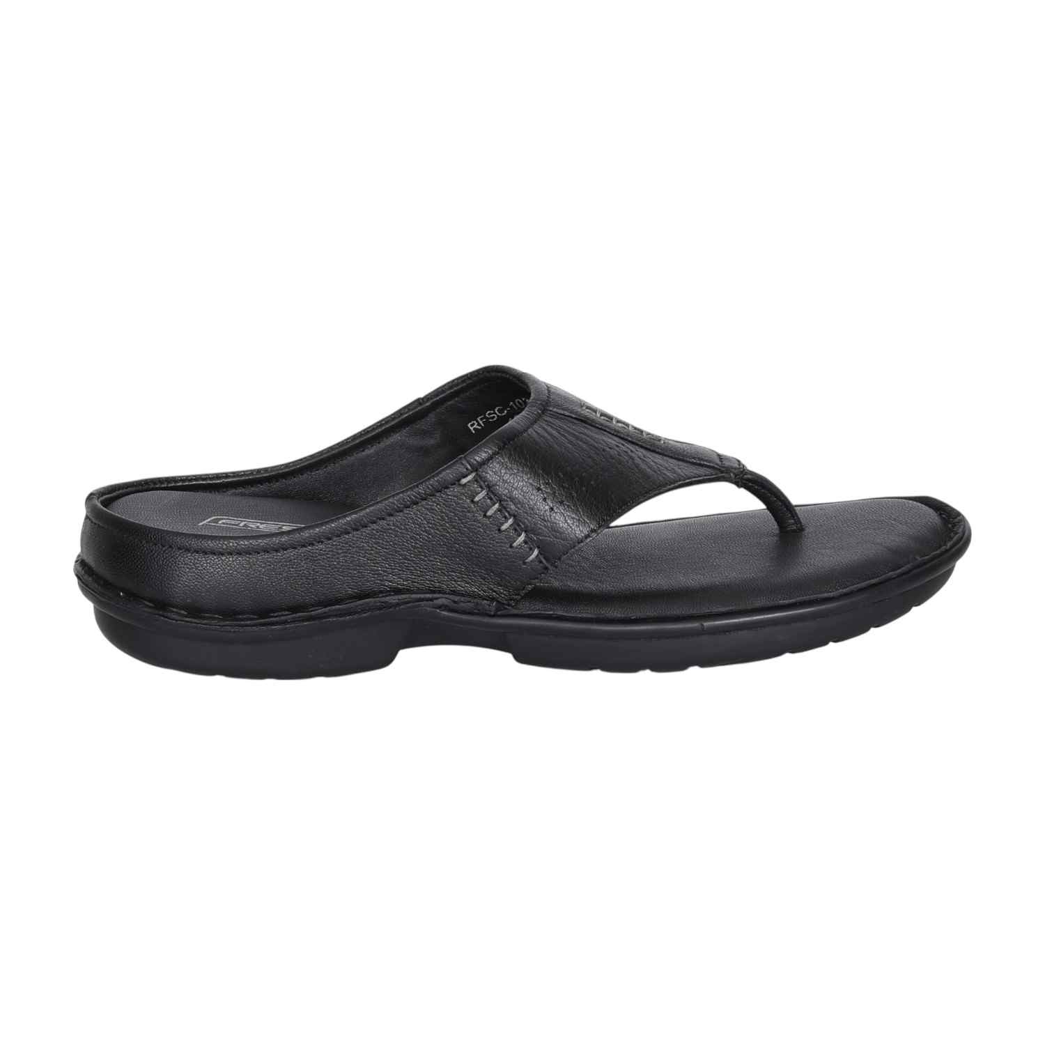 Men Black Sleek Stitch Thongs