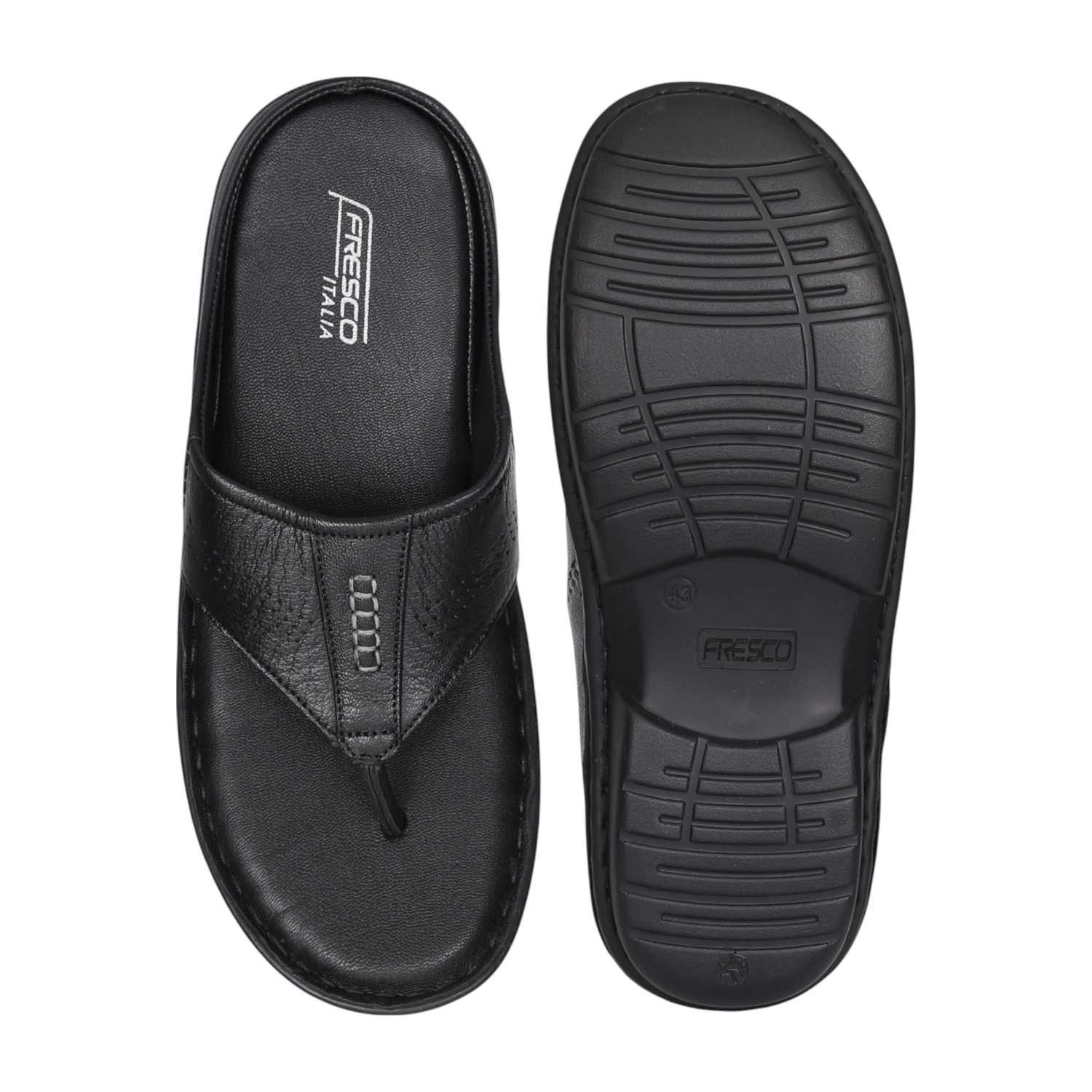 Men Black Sleek Stitch Thongs
