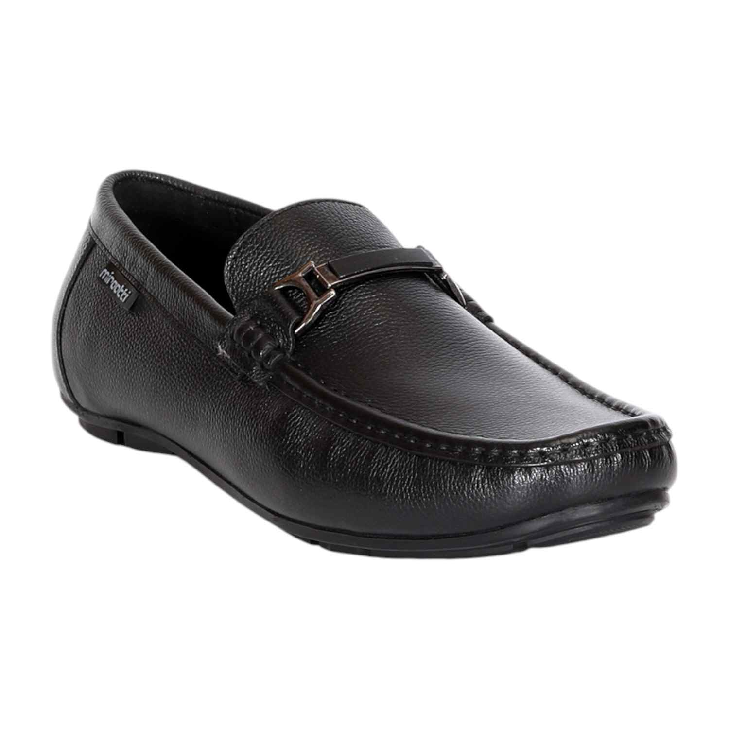 Men Black Slip-on Shoe with Metal Detailing