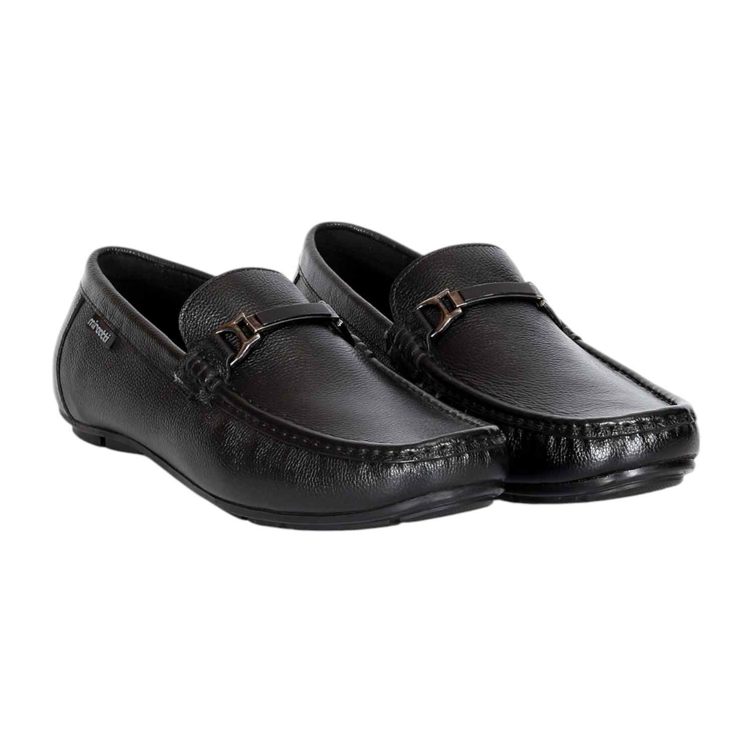 Men Black Slip-on Shoe with Metal Detailing