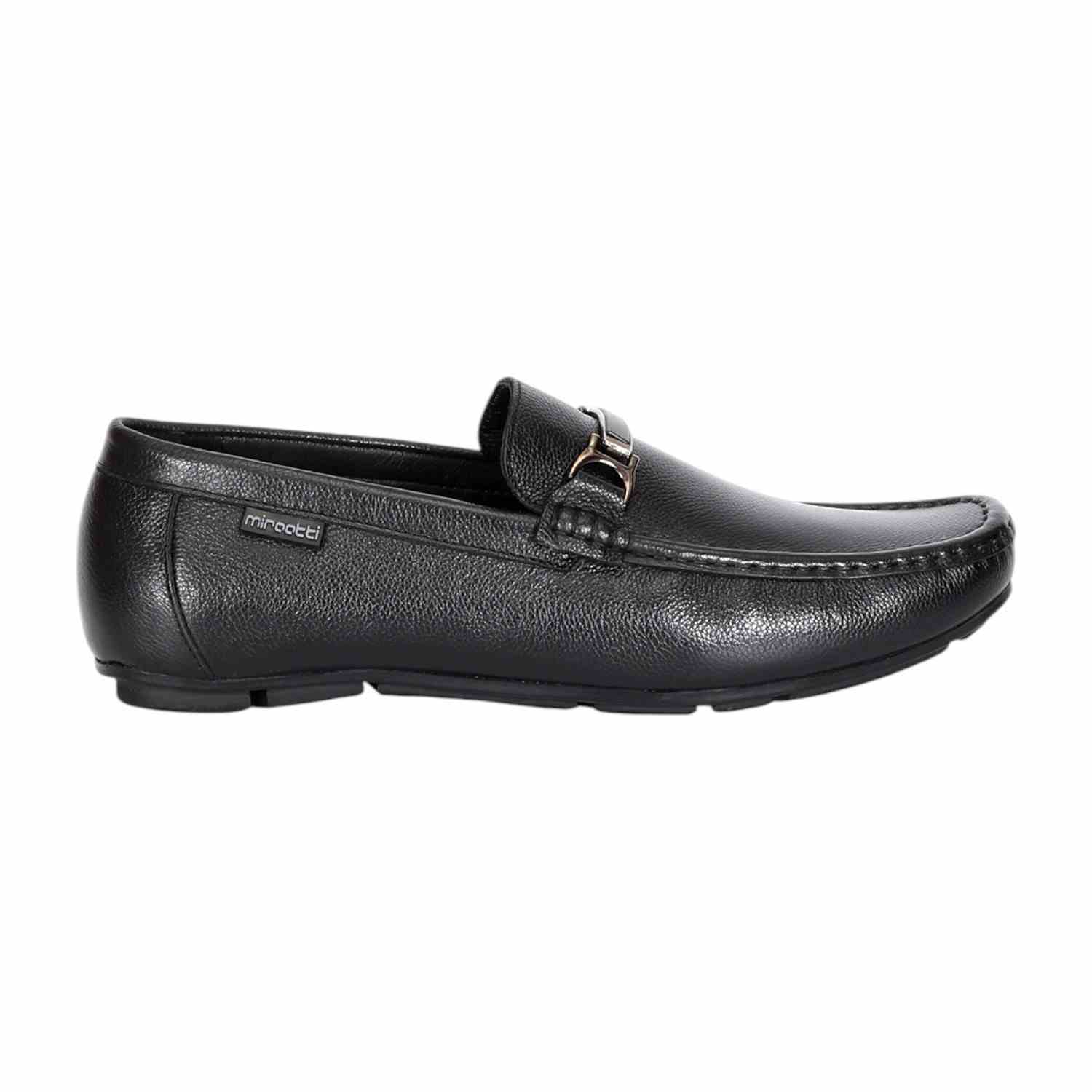 Men Black Slip-on Shoe with Metal Detailing