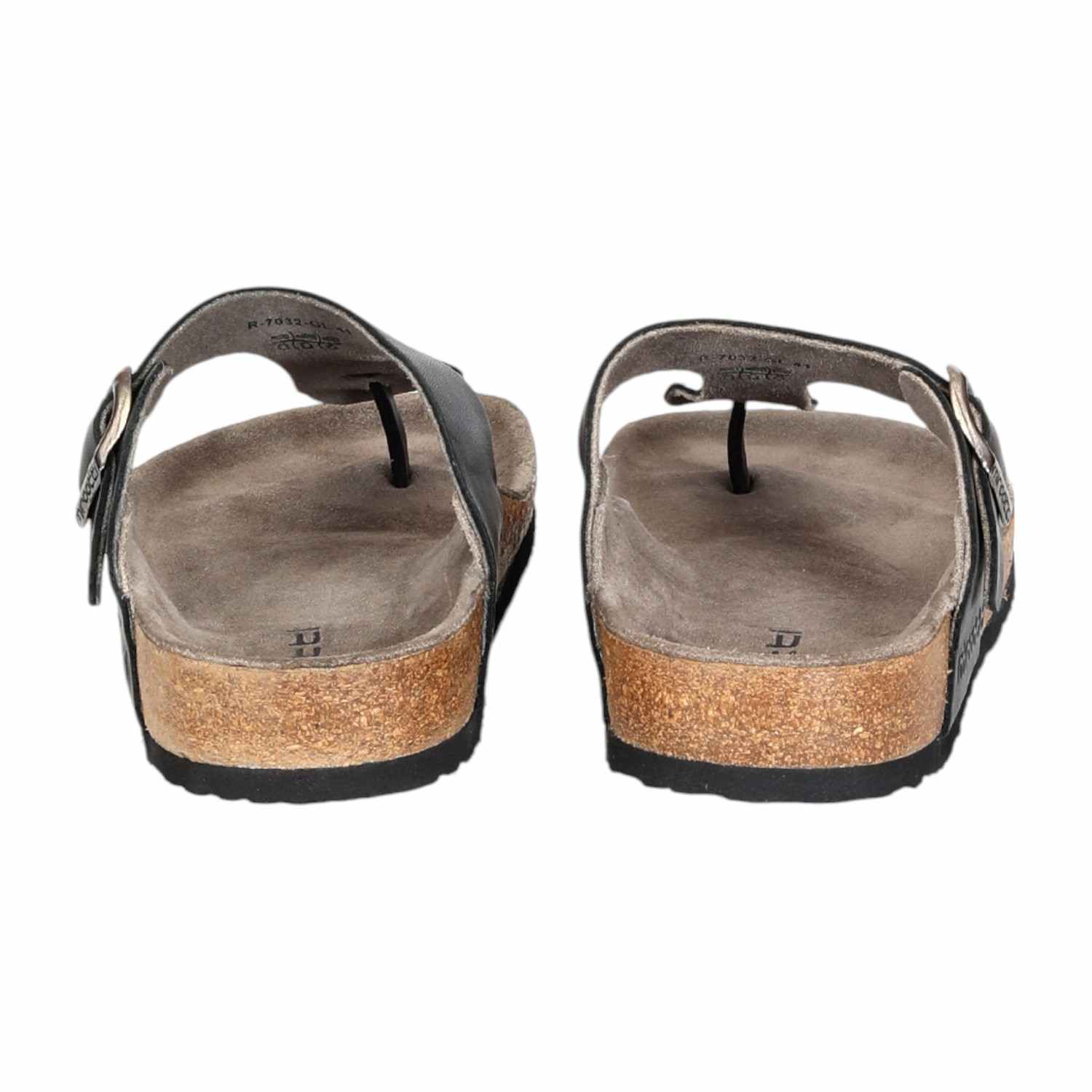 Men Black Thongs with Buckle Closure