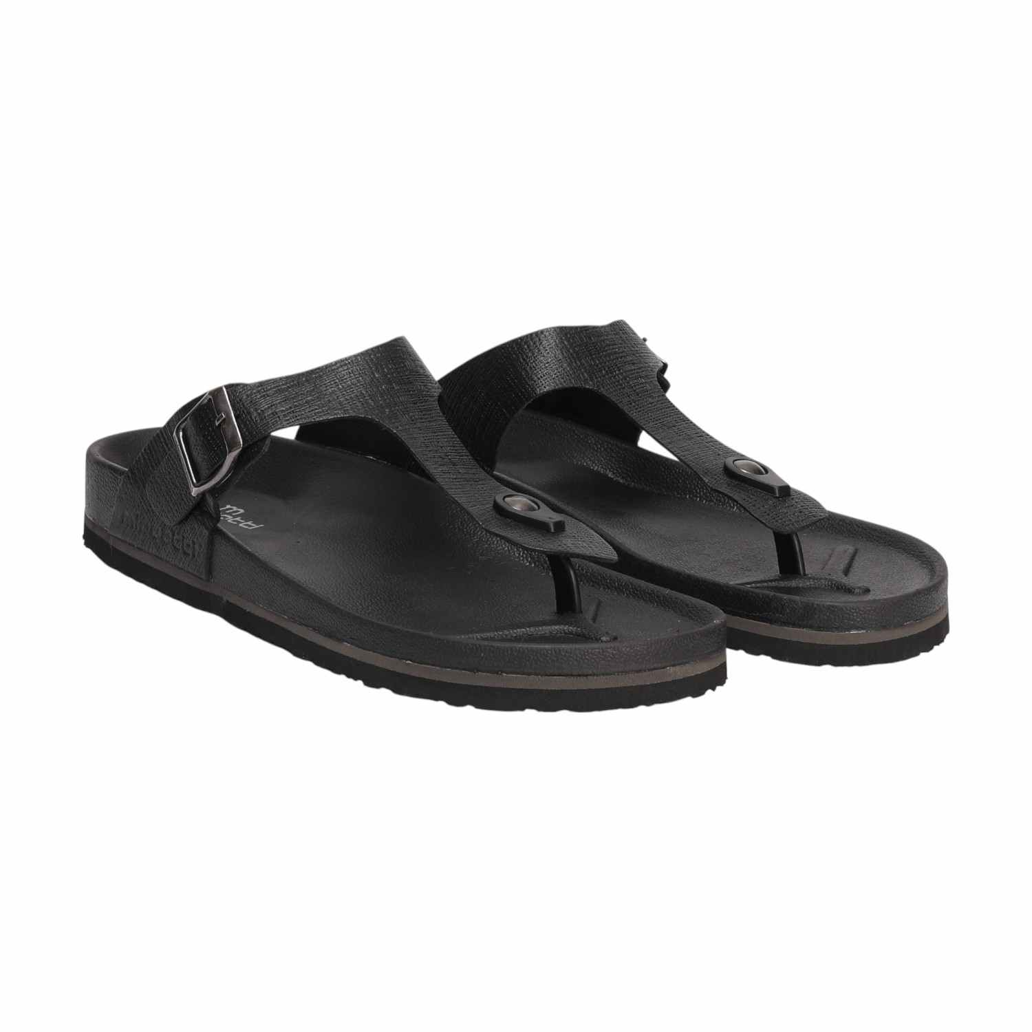 Men Black Buckle Style Casual Chappal
