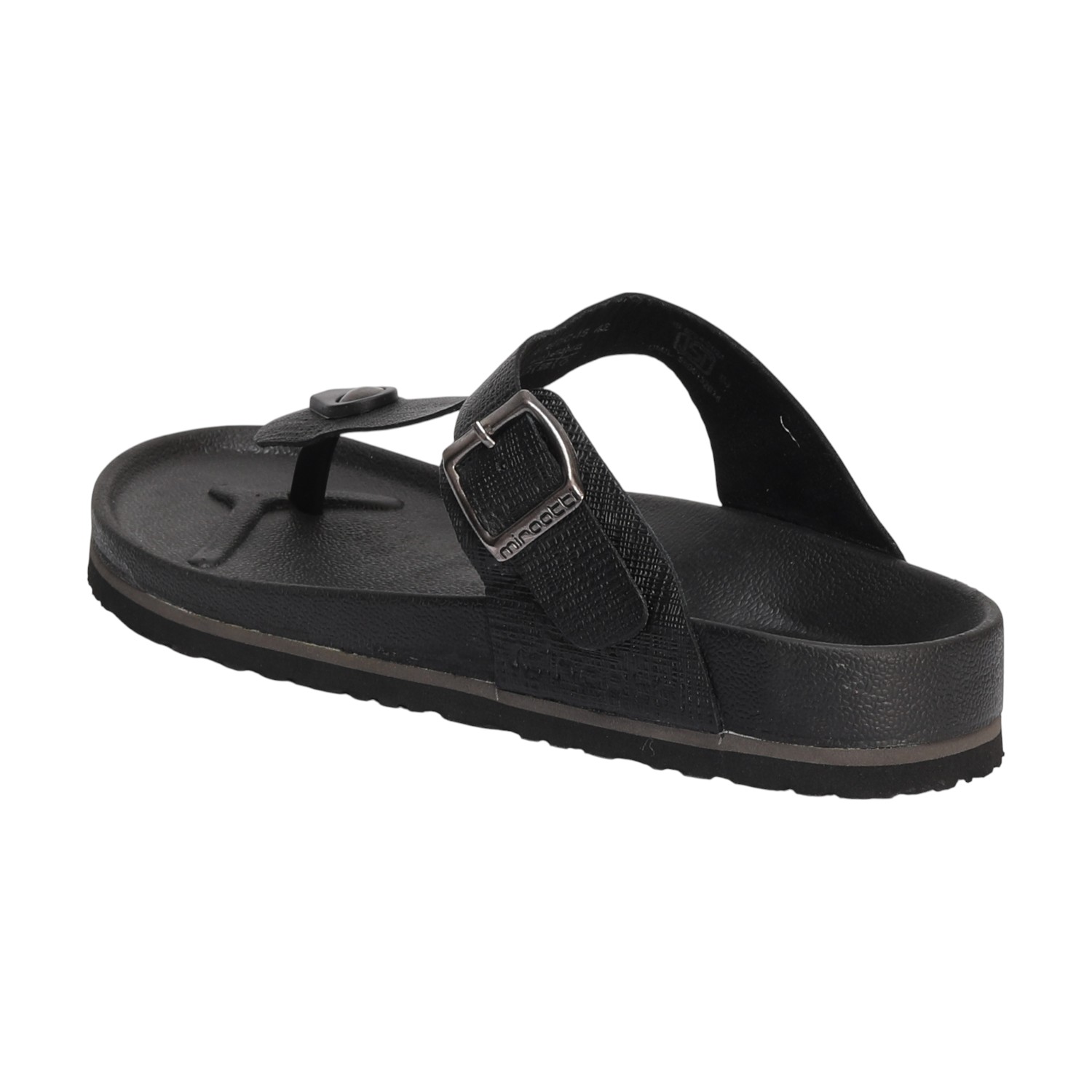 Men Black Buckle Style Casual Chappal