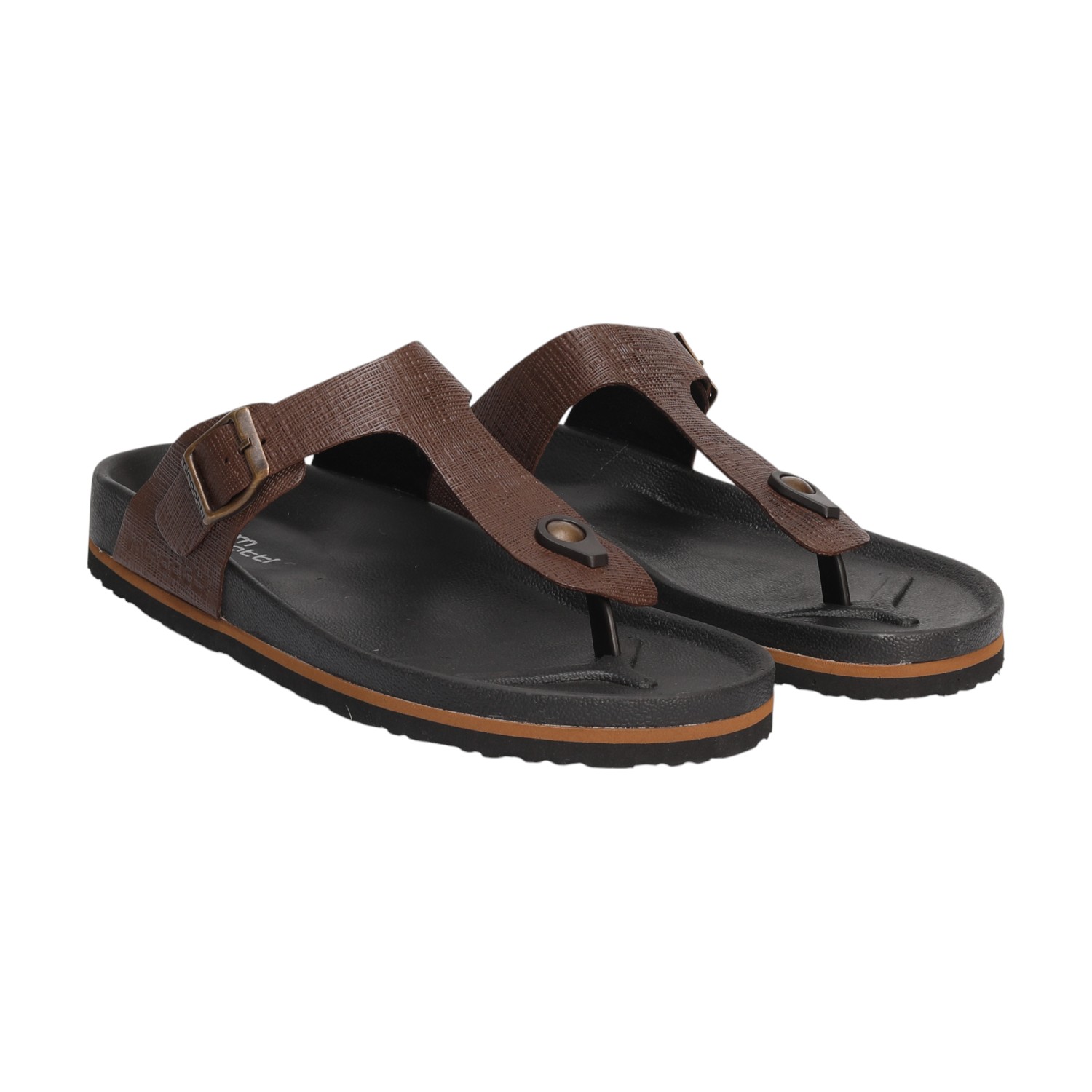 Men Brown Buckle Style Casual Chappal