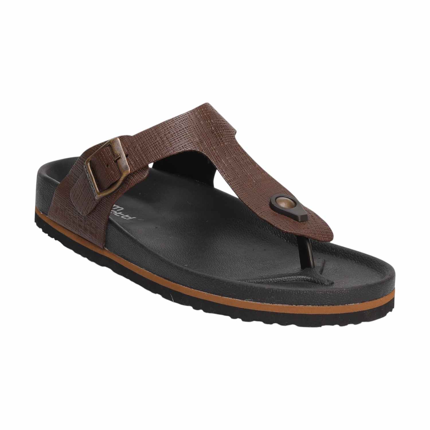 Men Brown Buckle Style Casual Chappal