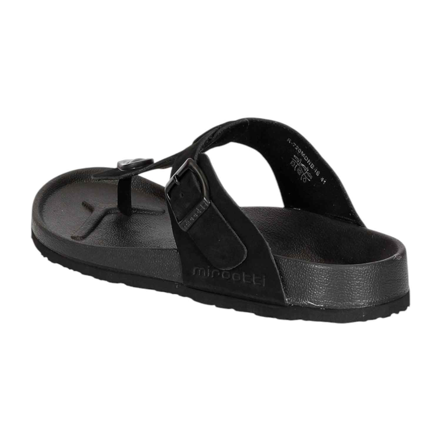 Men Black Thongs with Adjustable Buckle Strap