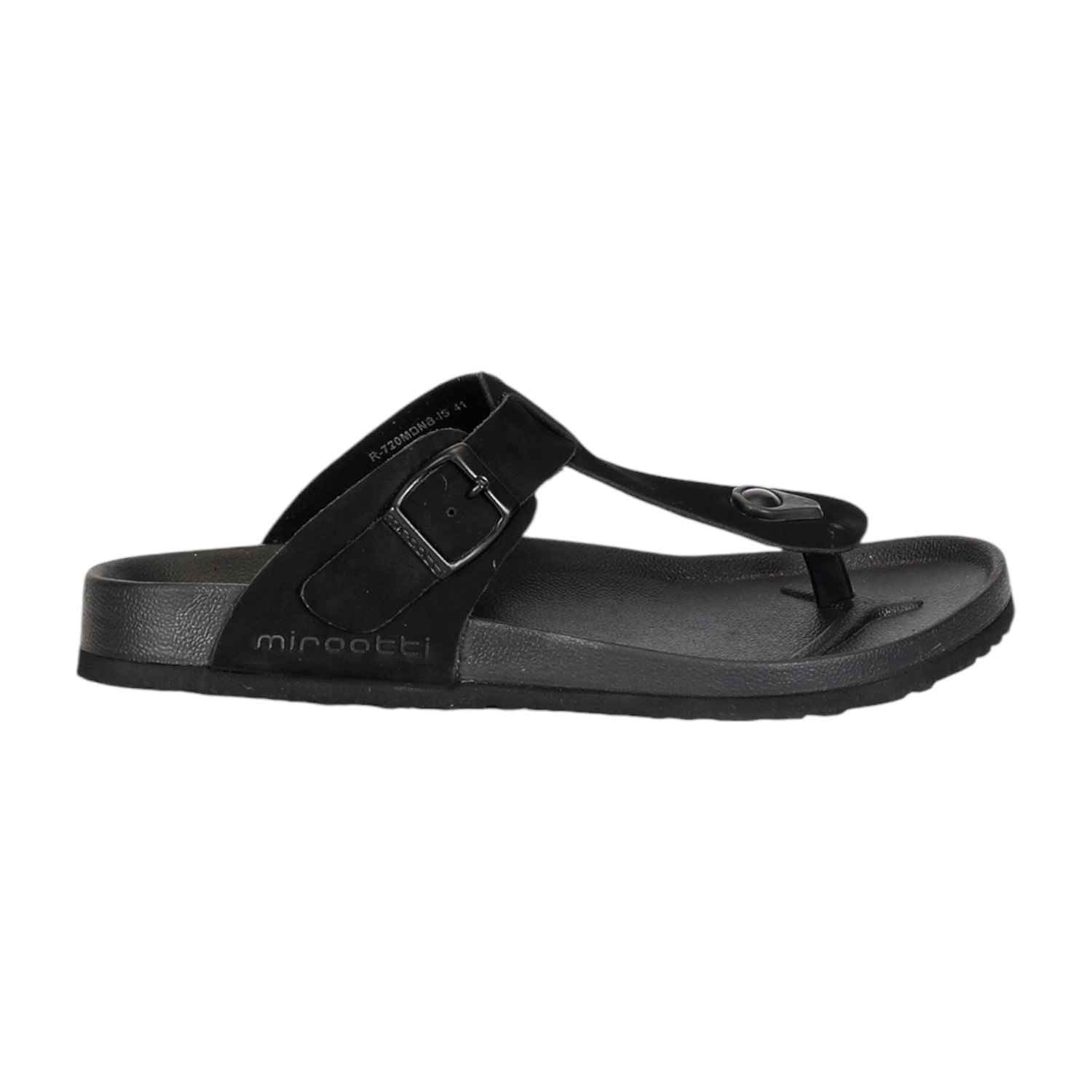Men Black Thongs with Adjustable Buckle Strap