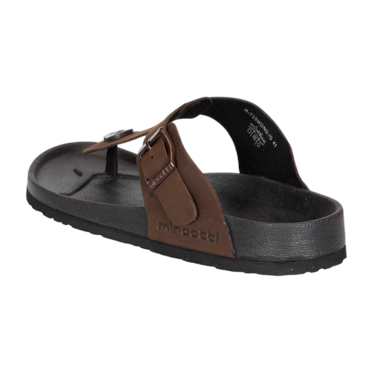 Men Brown Thongs with Adjustable Buckle Strap