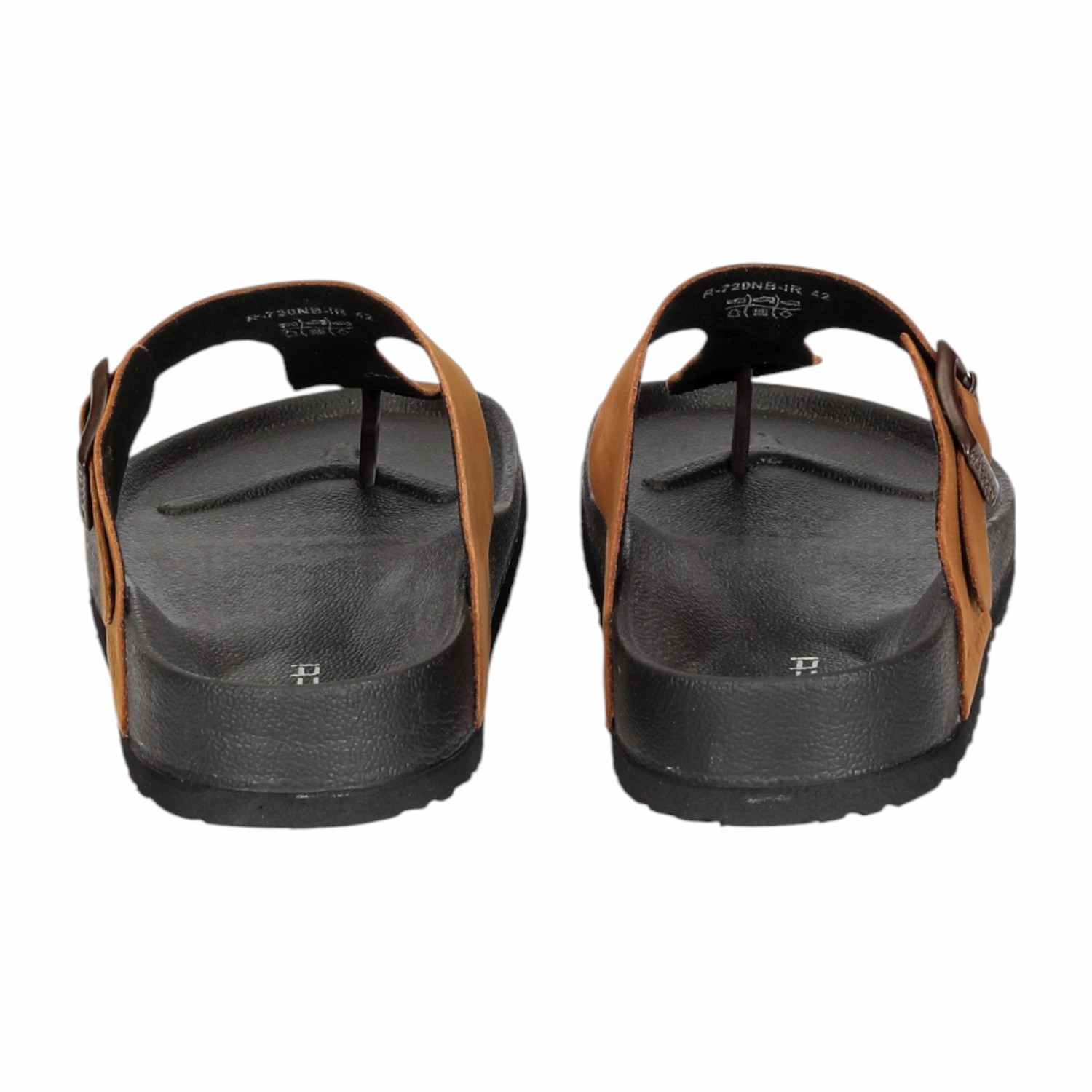 Men Tan Thongs with Buckle Strap