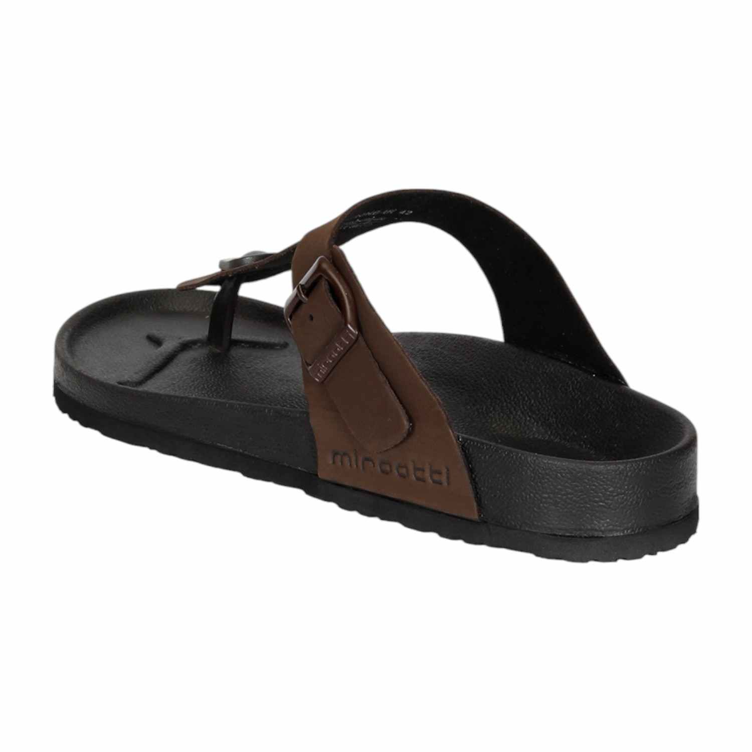 Men Dark Brown Thongs with Buckle Strap