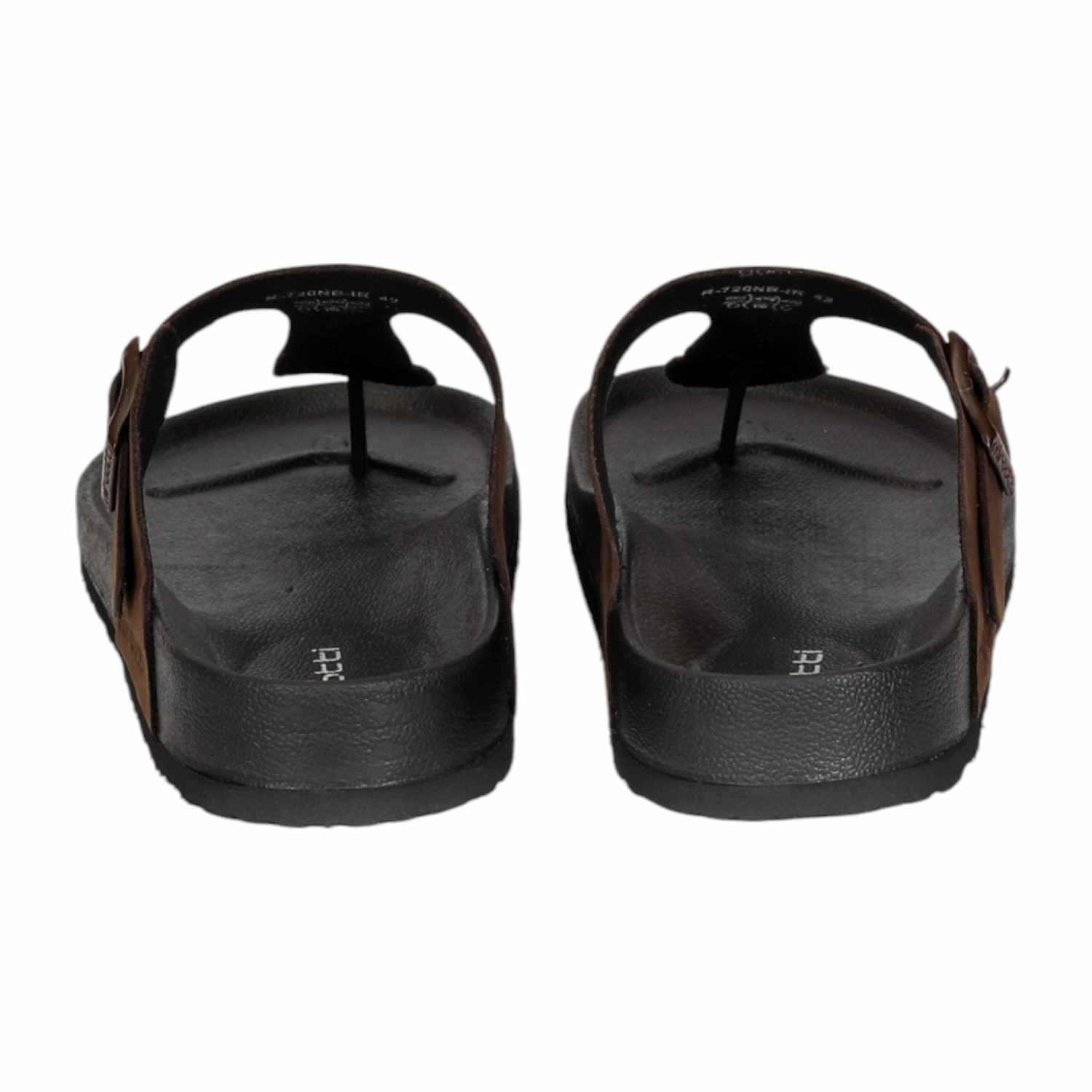 Men Dark Brown Thongs with Buckle Strap