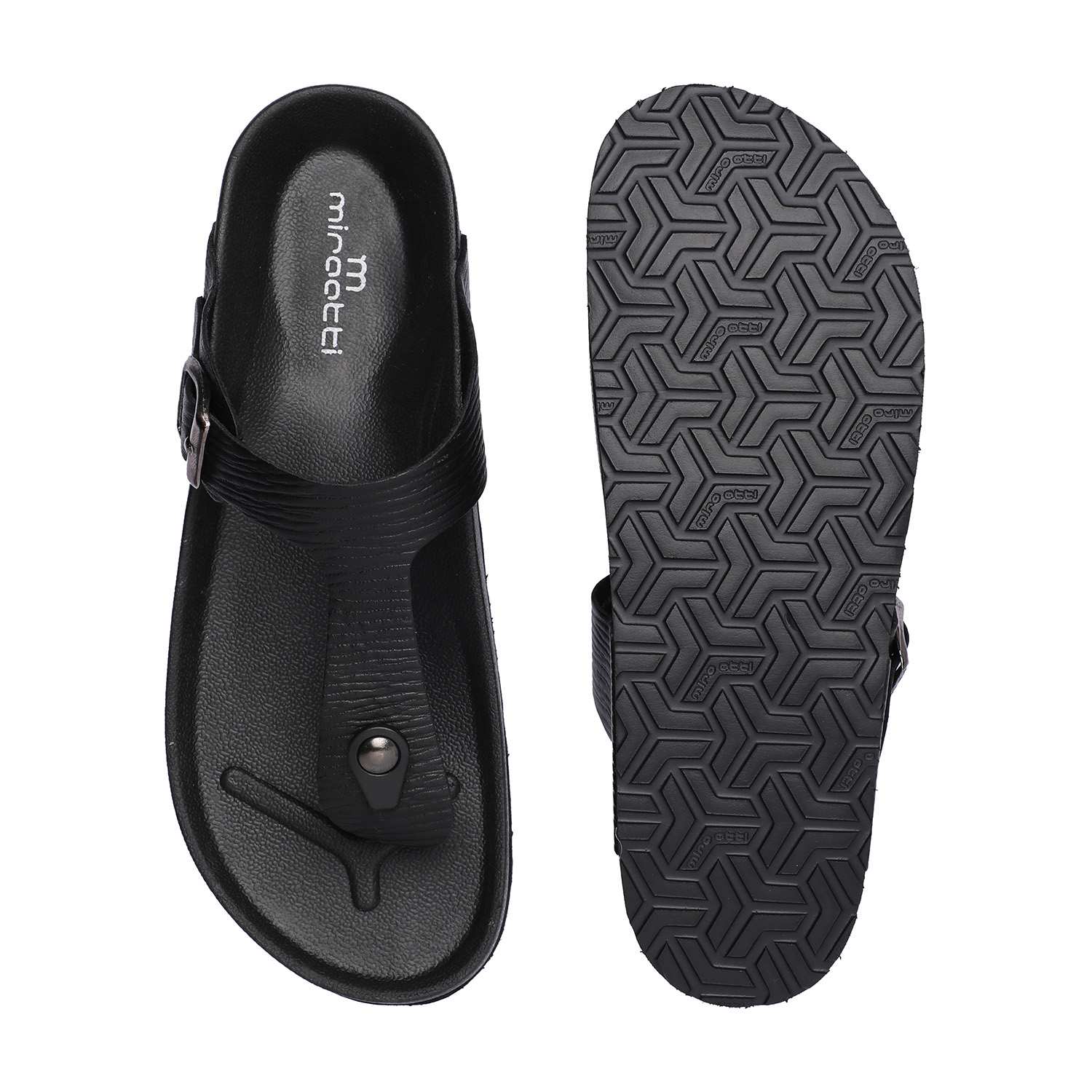 Black Casual chappals with Buckle Strap For Men