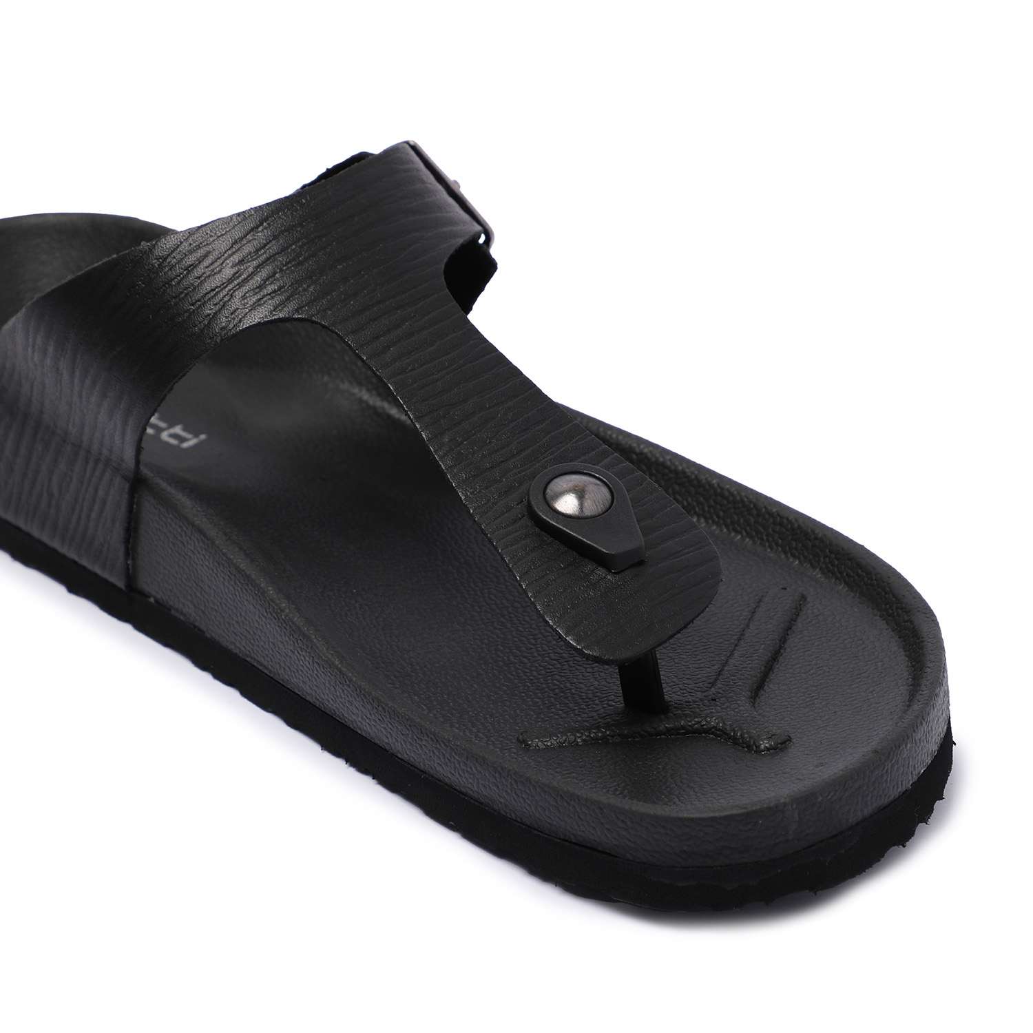 Black Casual chappals with Buckle Strap For Men