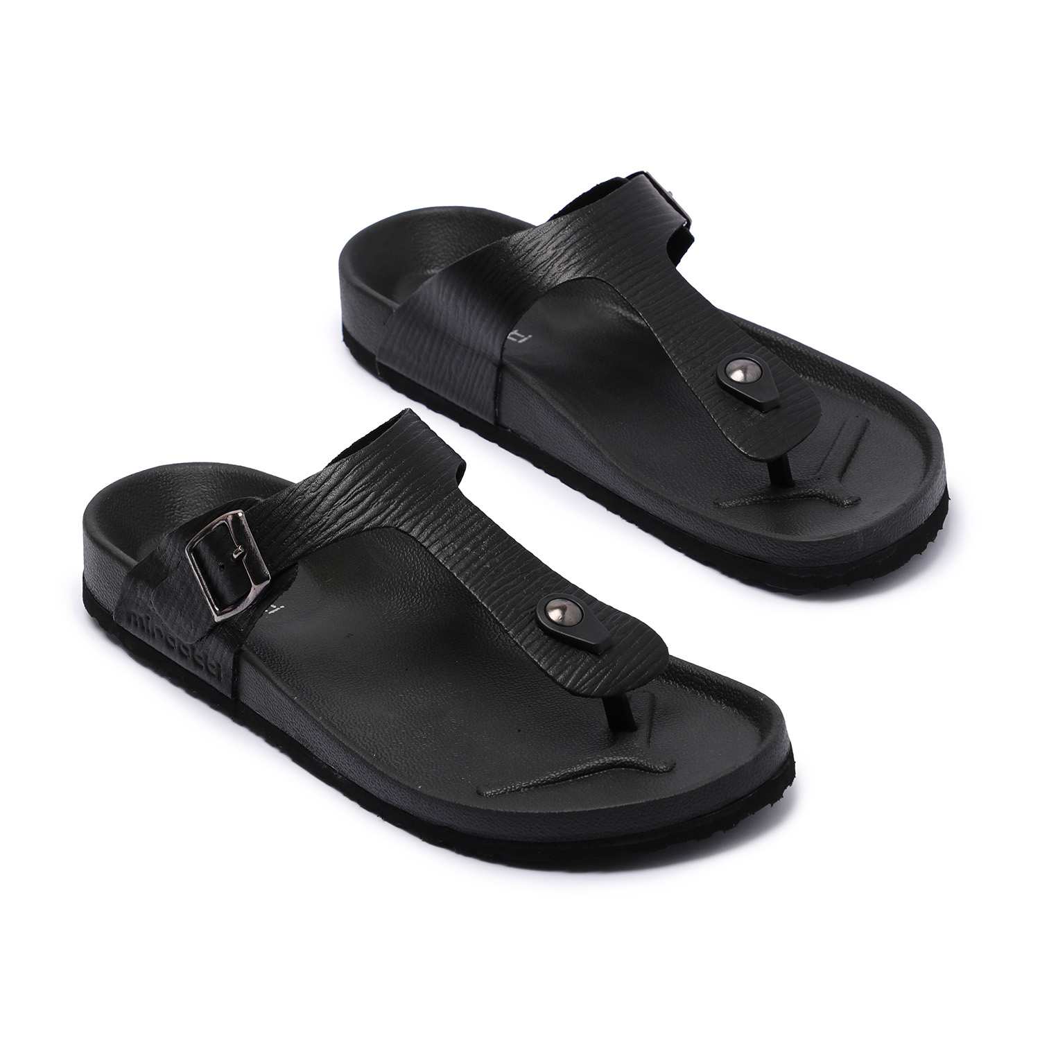 Black Casual chappals with Buckle Strap For Men