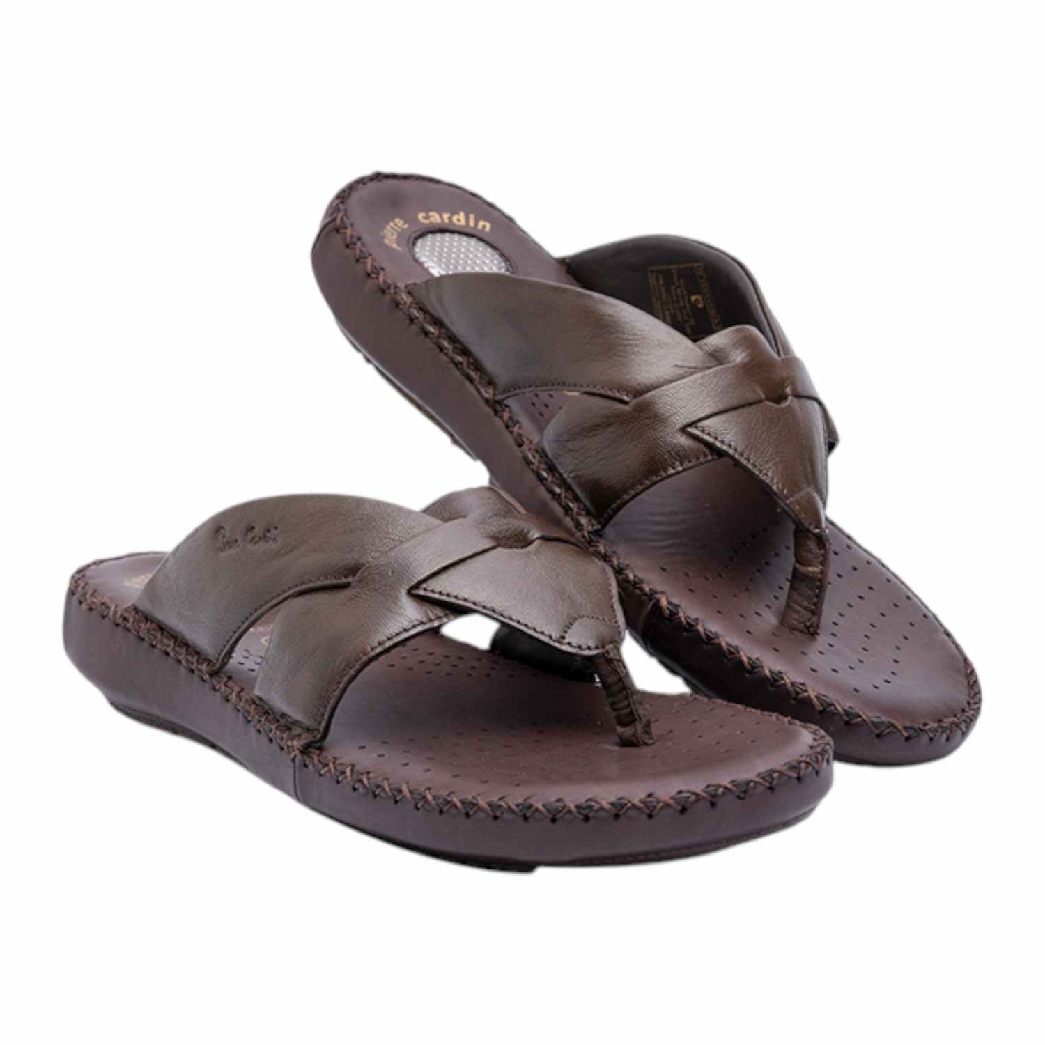 Mens Leather slipper Café