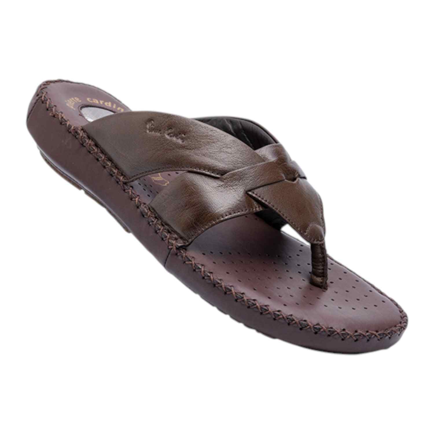Mens Leather slipper Café