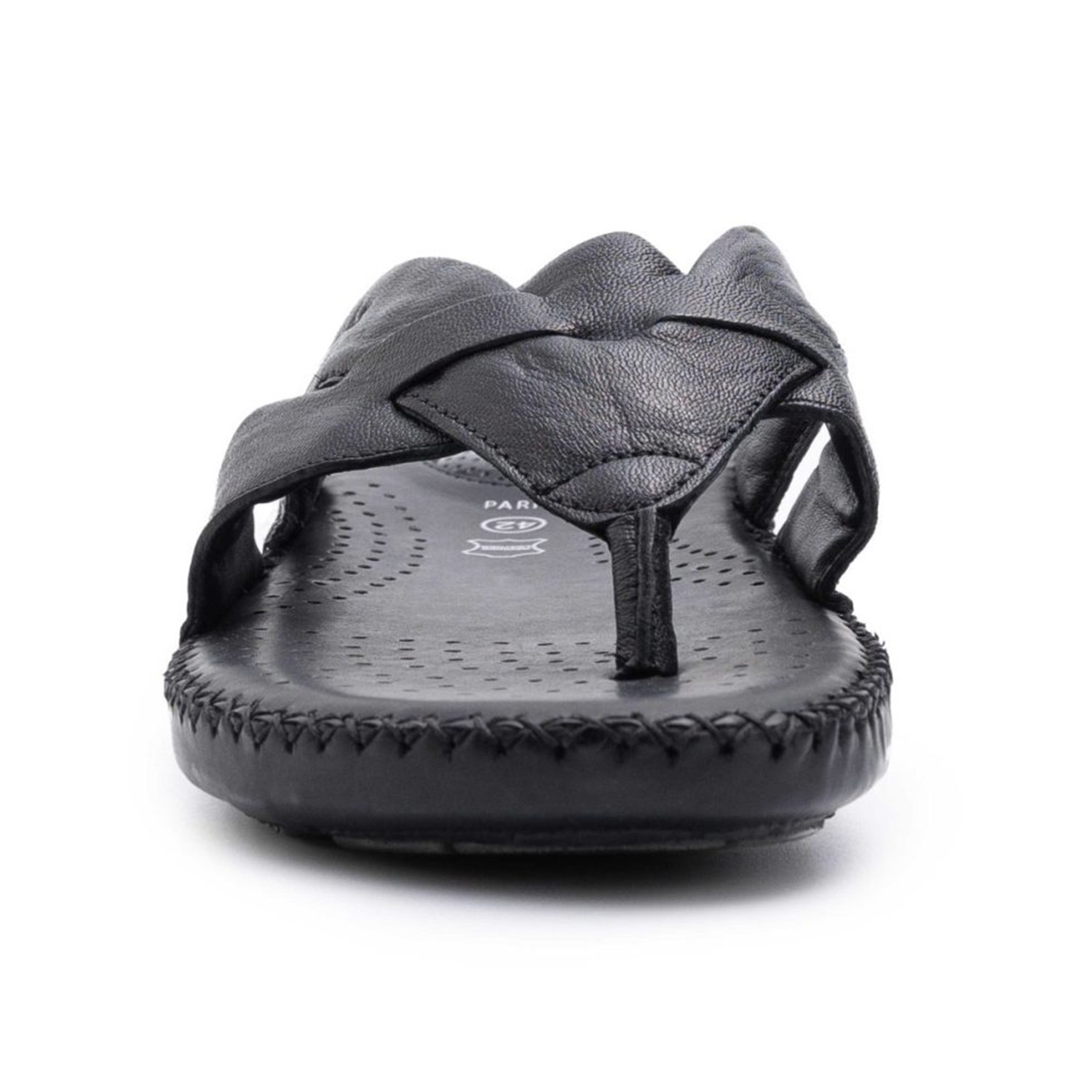 Pierre Cardin | Men's leather Thong Black|4