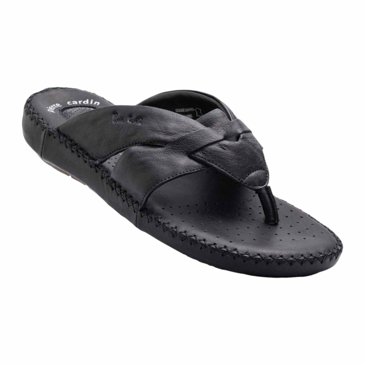 Pierre Cardin | Men's leather Thong Black