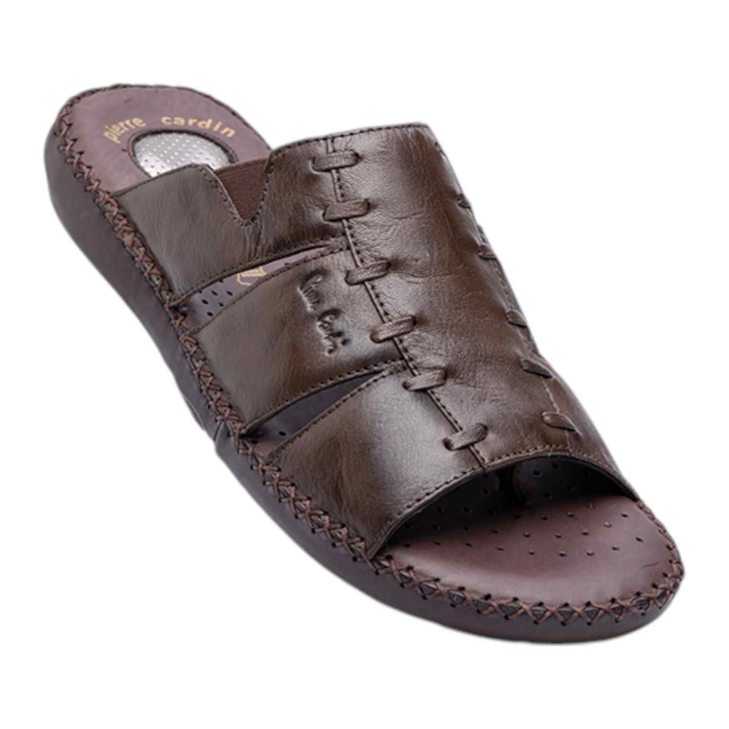 Mens Leather slipper Café