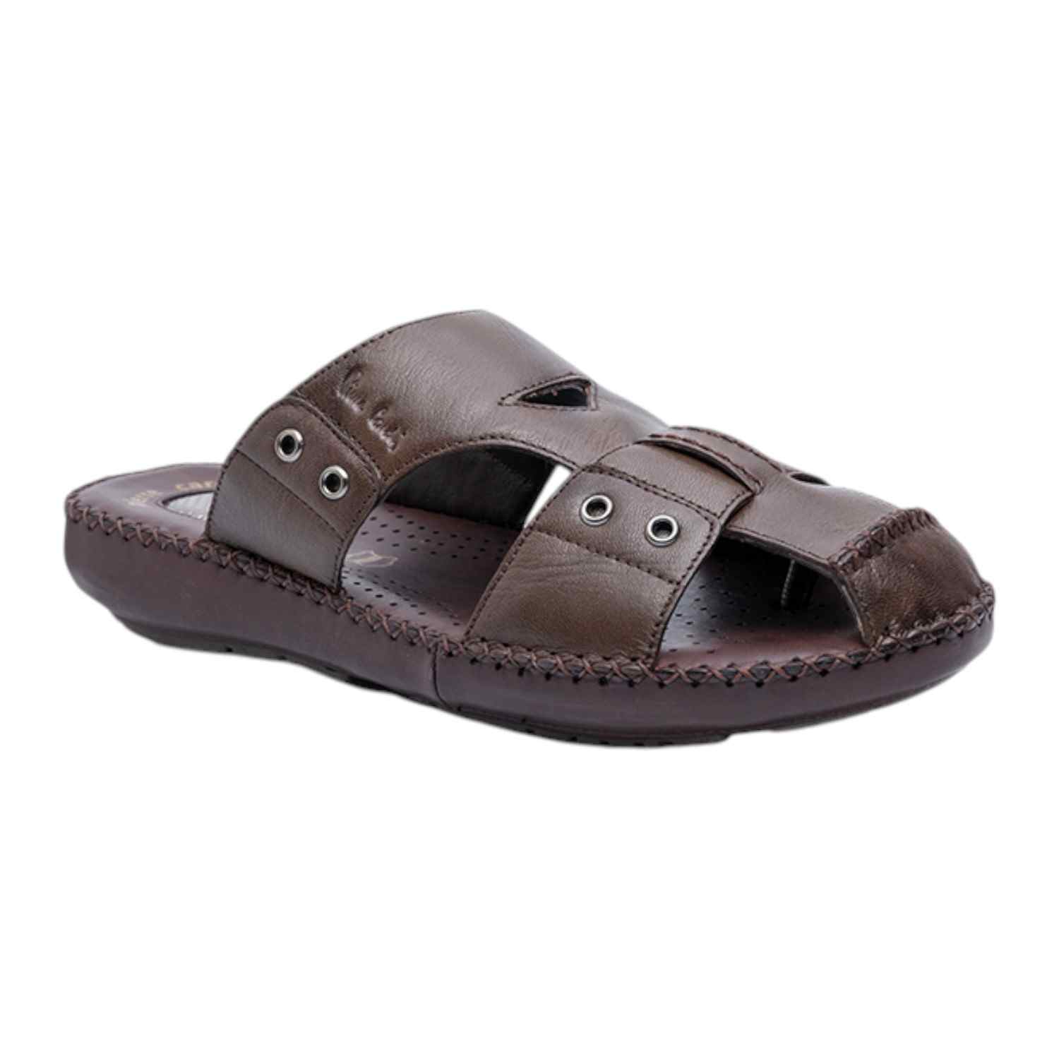 Mens Leather slipper Café
