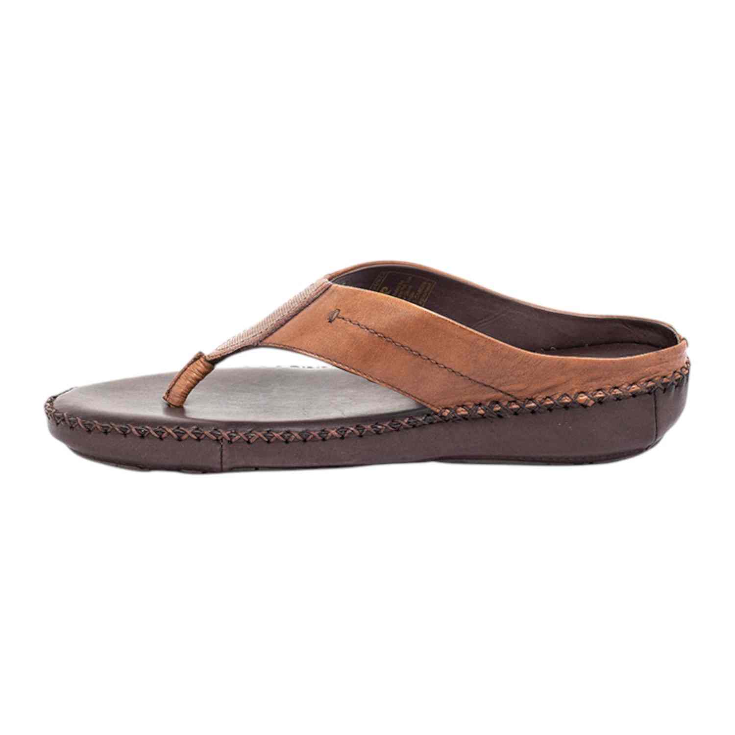 Men's leather Thong Tan