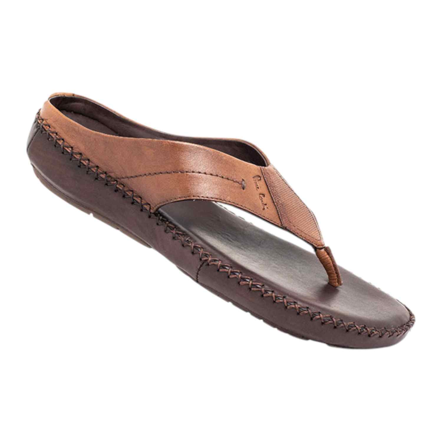 Men's leather Thong Tan