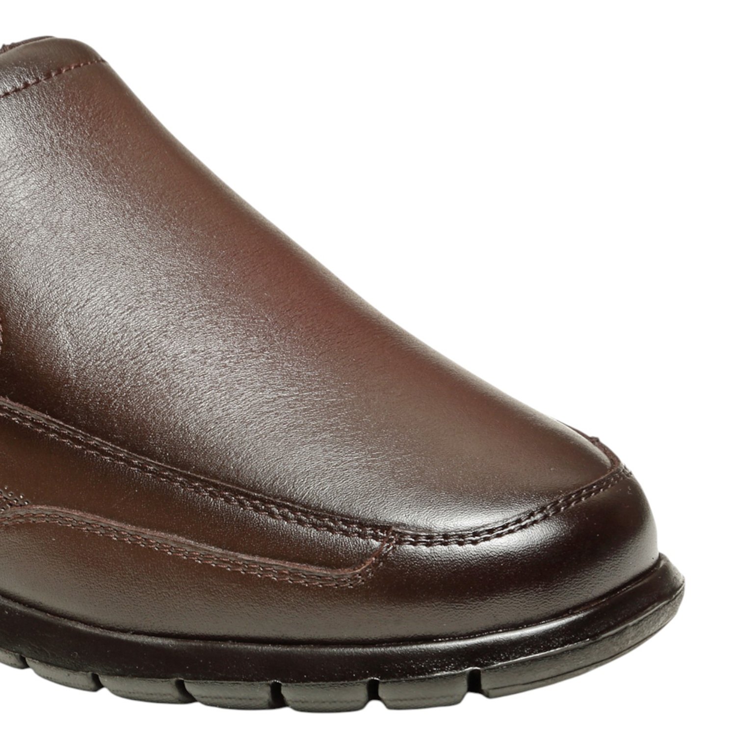 Men Brown Leather Diabetes Reflex-Zone Slip-On Shoes