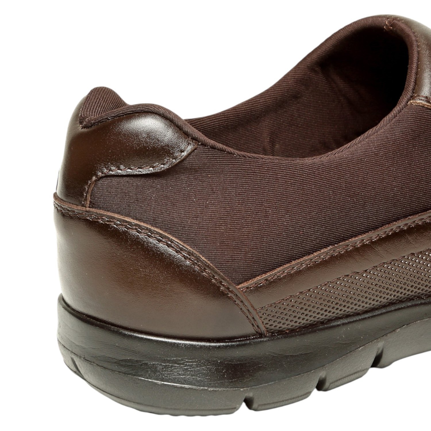 Men Brown Leather Diabetes Reflex-Zone Slip-On Shoes