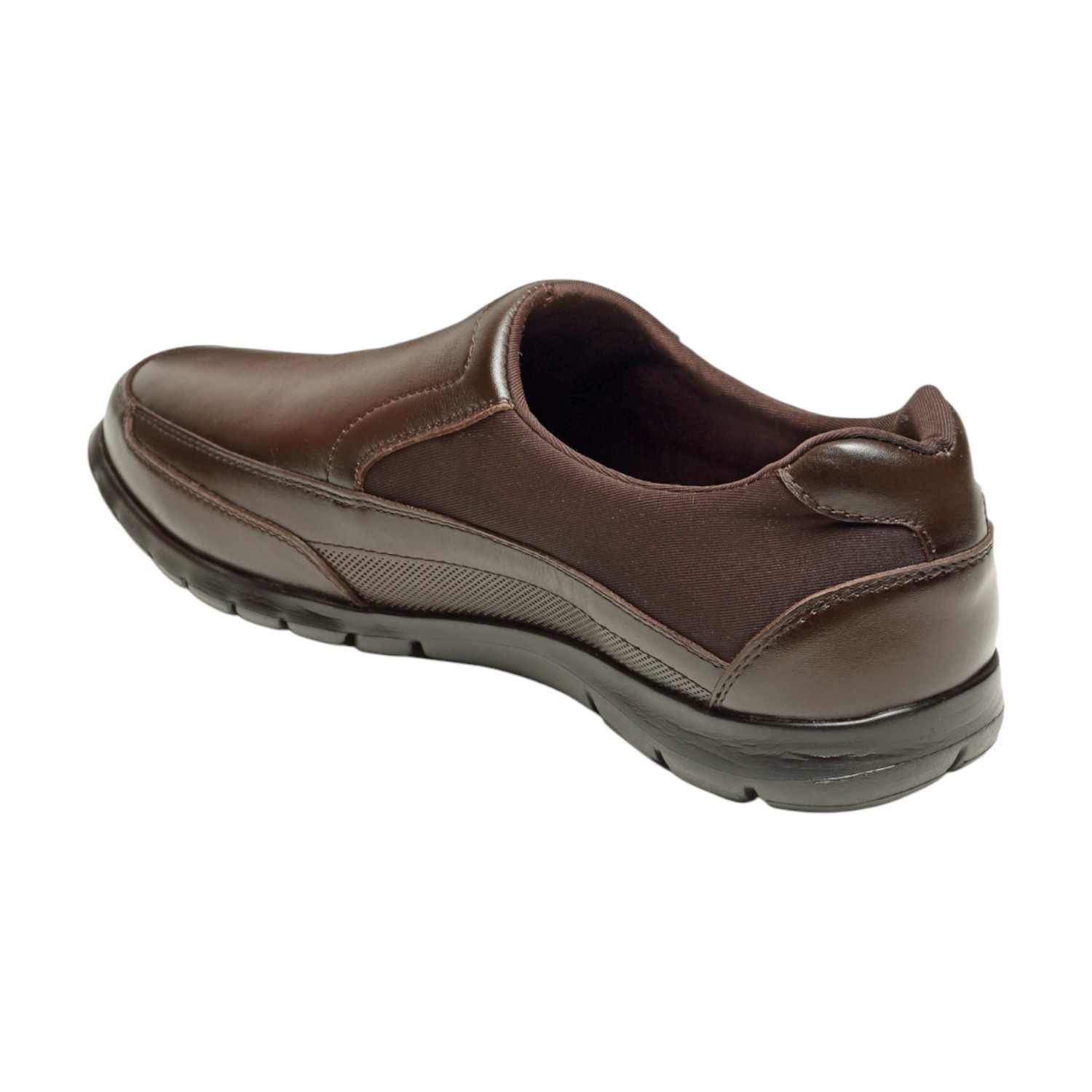 Men Brown Leather Diabetes Reflex-Zone Slip-On Shoes