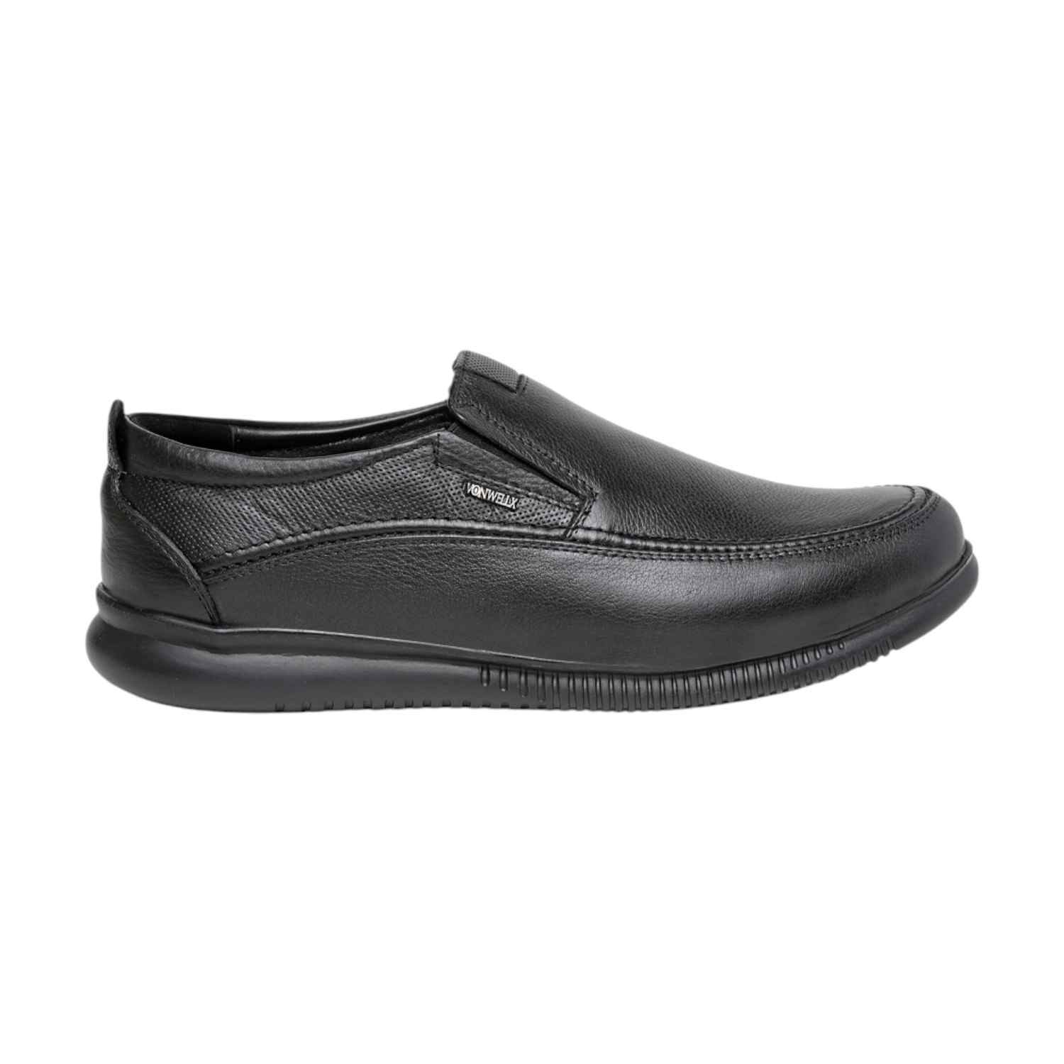 Polished Professional Men Black Leather Comfort Slip-On Shoes