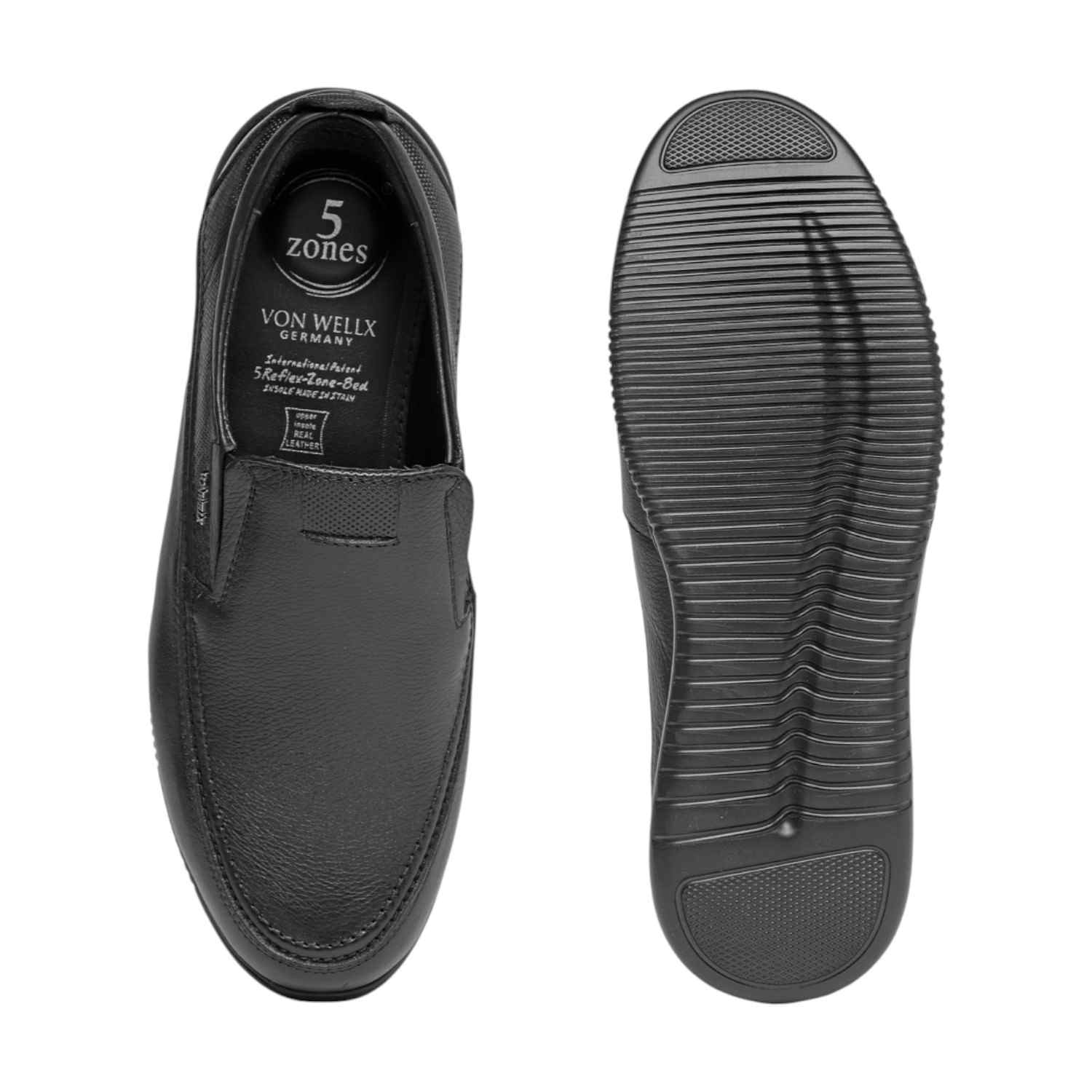 Polished Professional Men Black Leather Comfort Slip-On Shoes