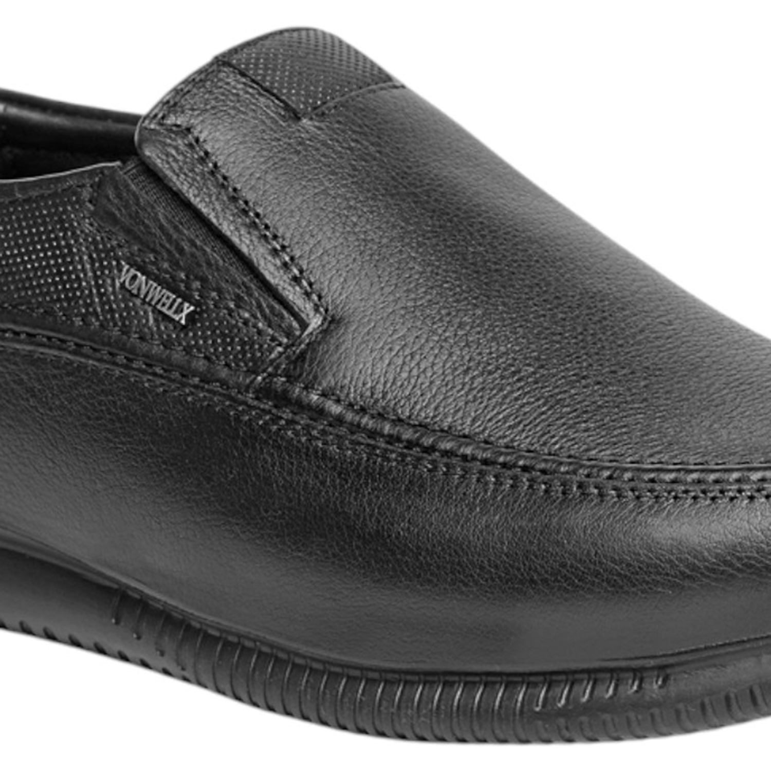 Polished Professional Men Black Leather Comfort Slip-On Shoes