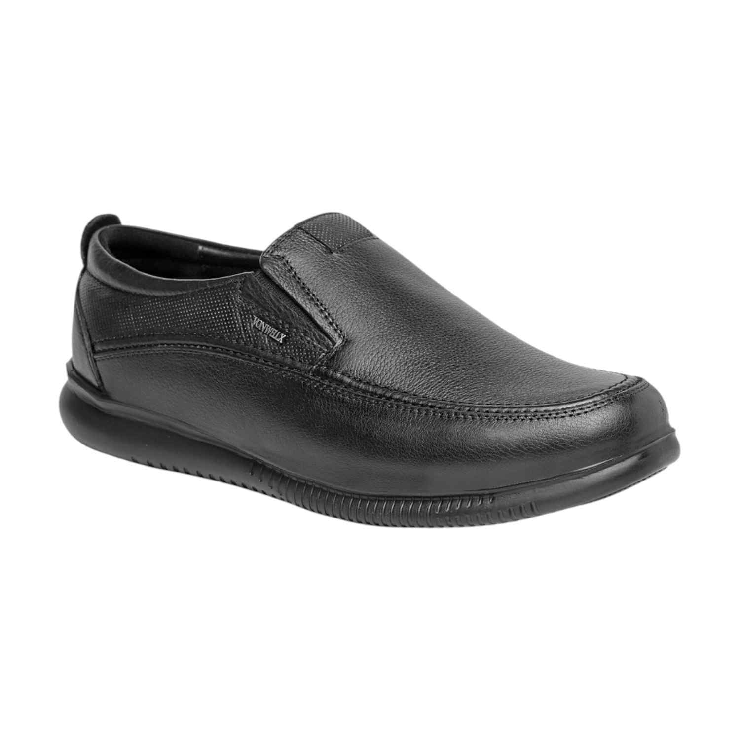 Polished Professional Men Black Leather Comfort Slip-On Shoes