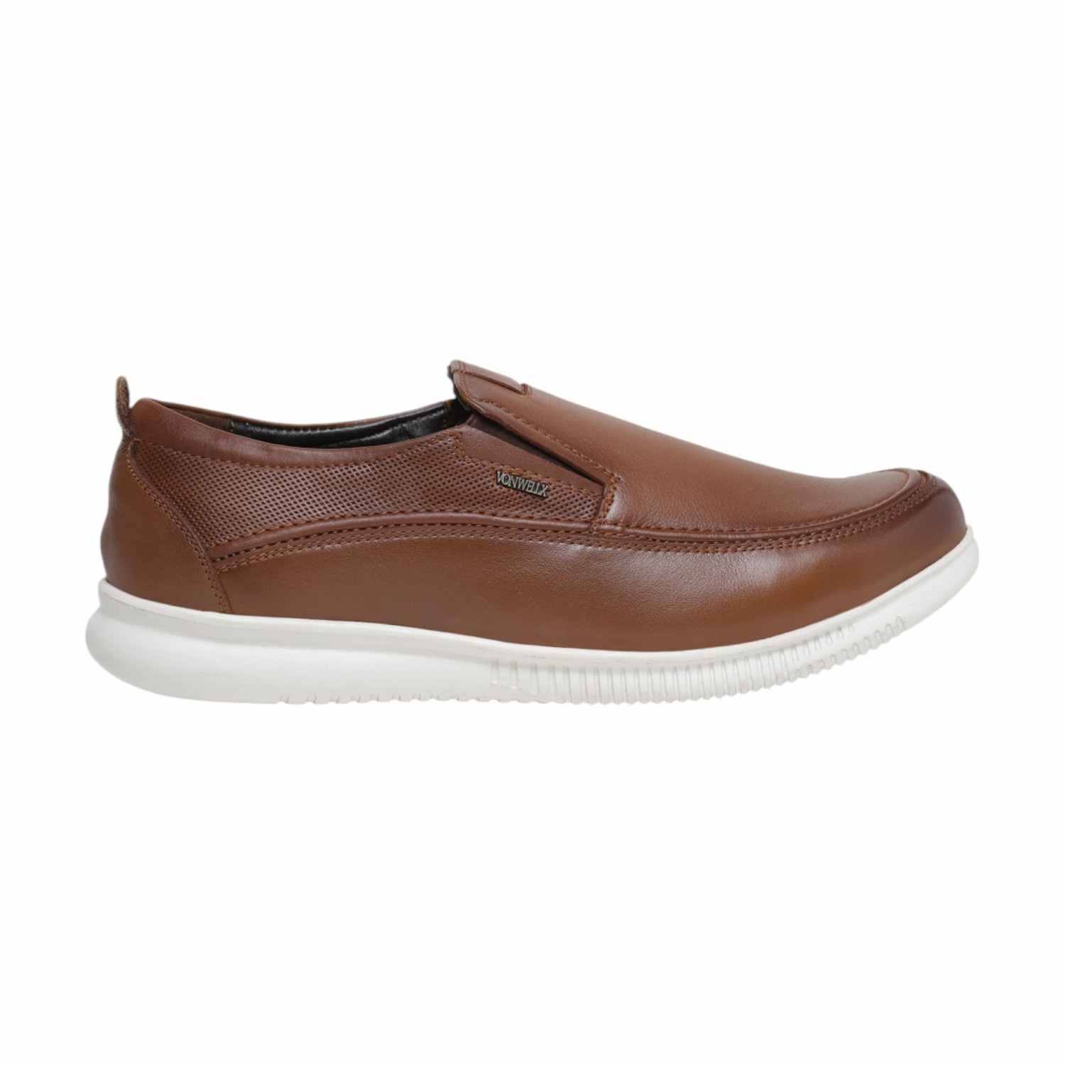 Polished Professional Men Brown Leather Comfort Slip-On Shoes