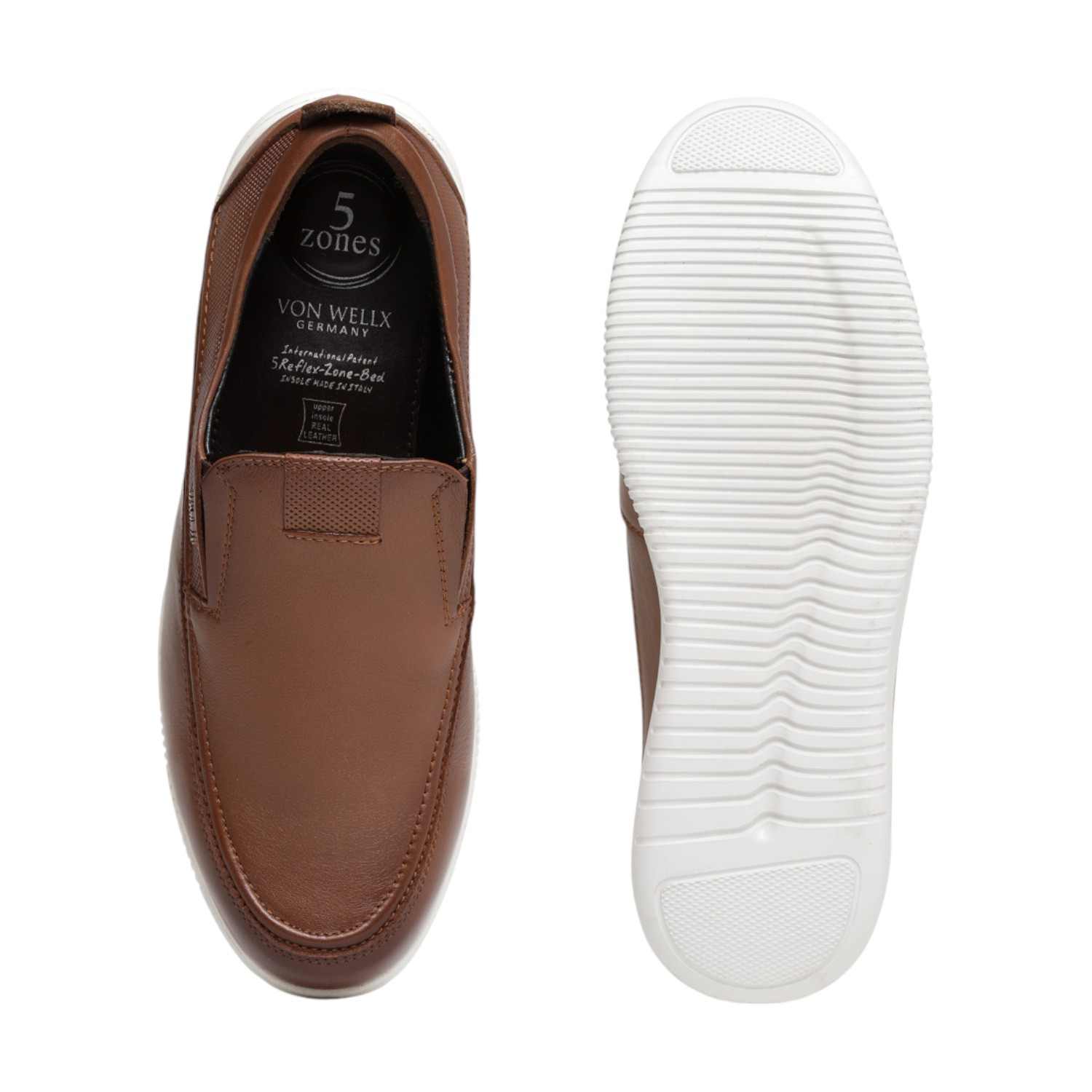Polished Professional Men Brown Leather Comfort Slip-On Shoes