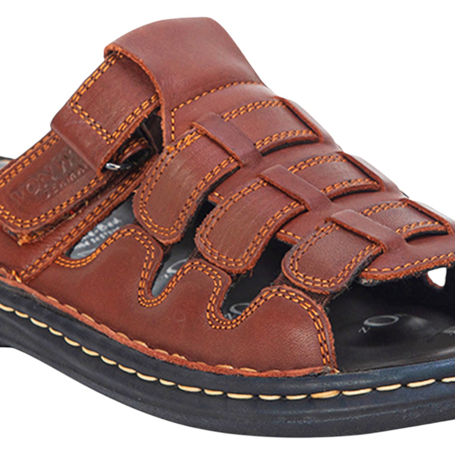 Men Brown Leather Adjustable Comfort Sandals (5 Zones)