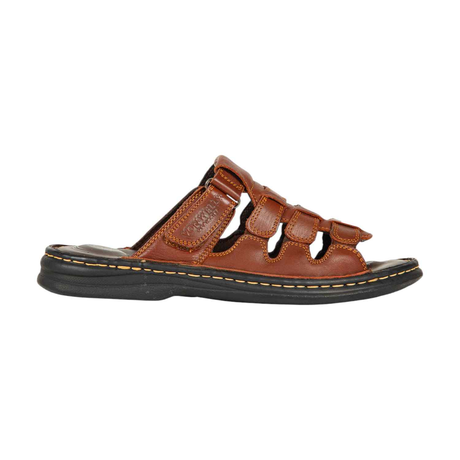 Men Brown Leather Adjustable Comfort Sandals (5 Zones)