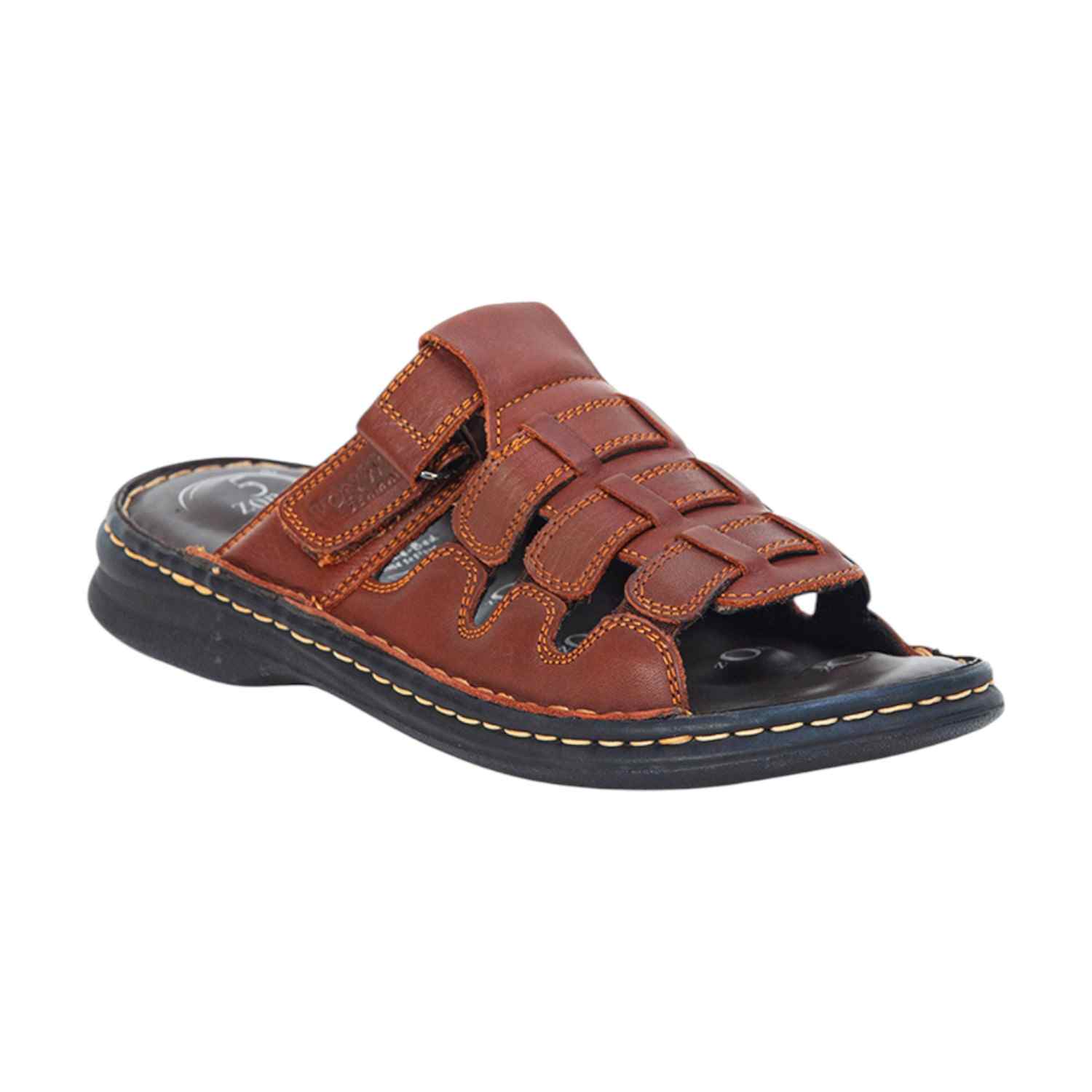 Men Brown Leather Adjustable Comfort Sandals (5 Zones)